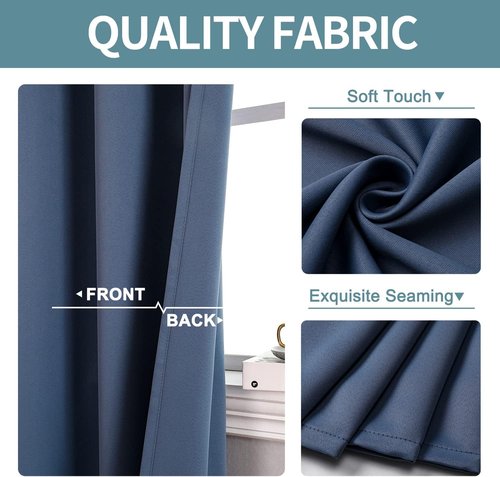 ChrisDowa Blackout Curtains - Thermal Insulated Room Darkening Panels Set (Stone Blue, 52"W x 54"L)
