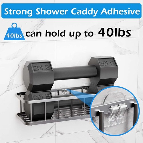 Lsnisni Shower Caddy Adhesive Replacement - 12 Pack Waterproof Hooks for Bathroom & Kitchen Racks