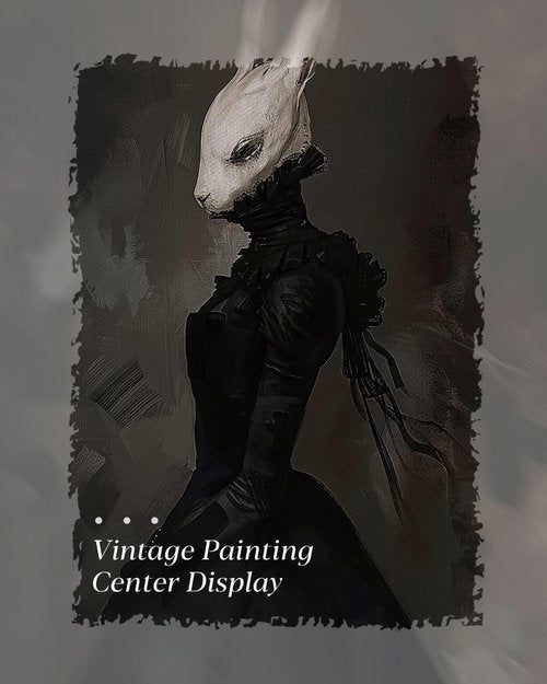 HUARCEY Vintage Wall Art - Gold Framed Gothic Rabbit Lady Canvas Print | Aesthetic Dark Academia 8x10in
