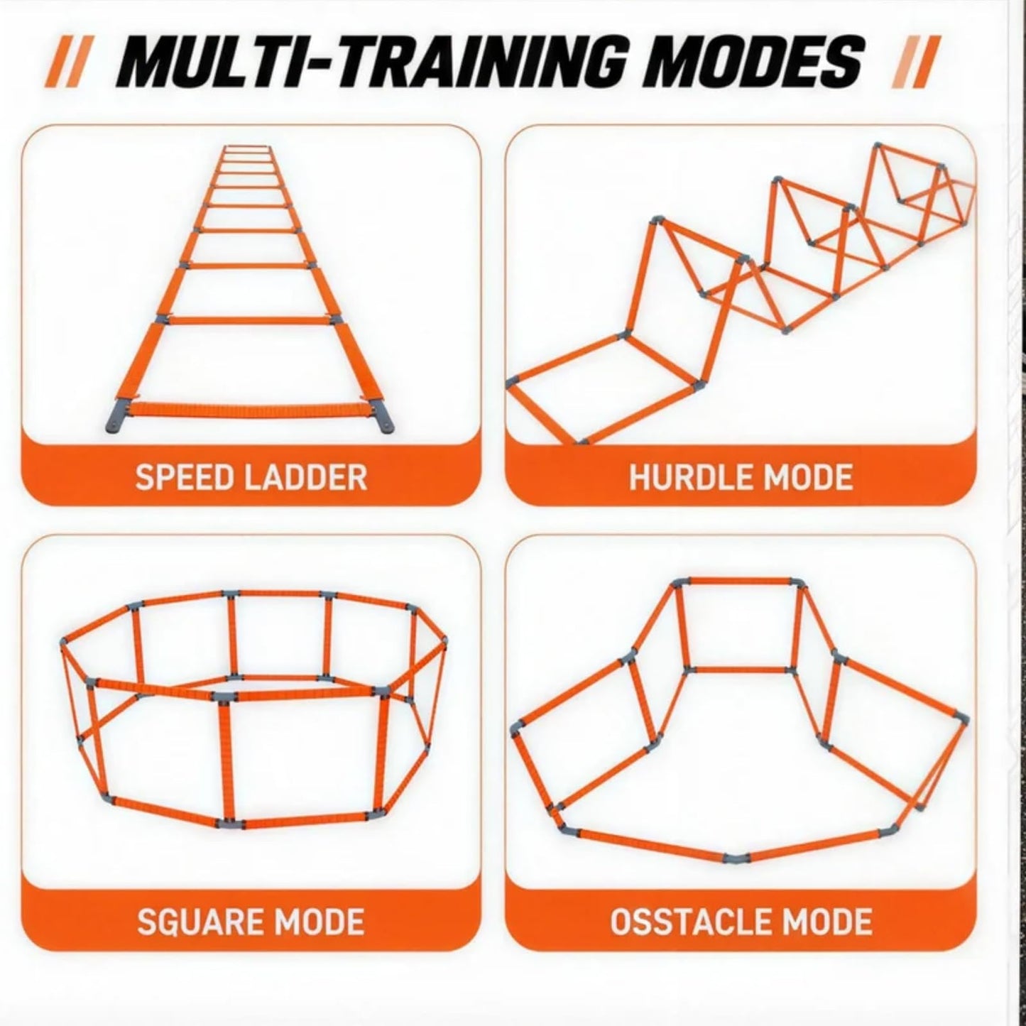 UULENNYM Speed Ladder, Agility Ladder Speed Training Equipment, 2-in-1 Adjustable Hurdle Ladder for Soccer, Rugby, Fitness, Footwork and Agility Training