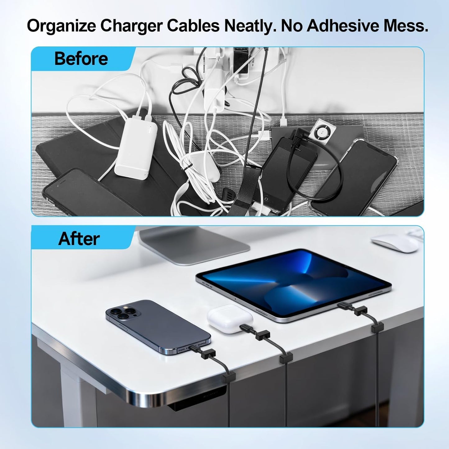 Bonsture 10 Pack Magnetic Cord Holder, Cable Clips - Strong Magnet Wire Management for Office, Under Desk, Nightstand