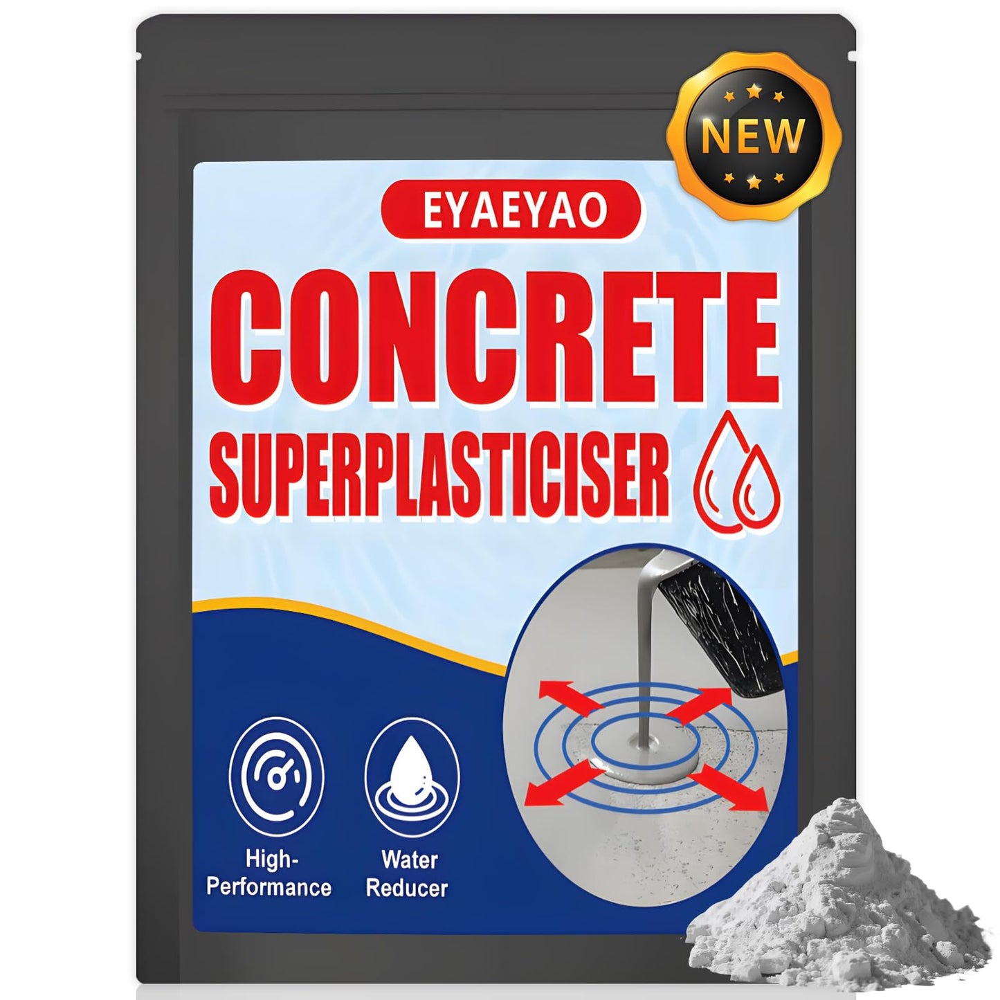 EYAEYAO Concrete Super Plasticizer (8 oz) - High-Range Water Reducer Admixture for Concrete & Cement - Water Reducing Admixture for Stronger | Ideal for DIY Projects, Countertops, Footings & Slabs