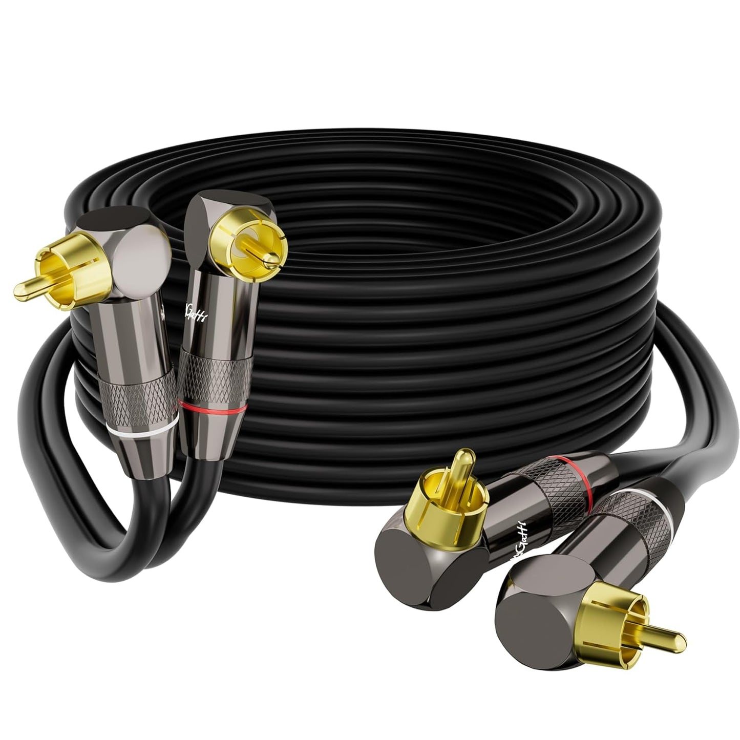Mygatti 20 90 2RCA 2RCA 2 Right Angle RCA Cable FT, Degree to Stereo Audio Cable, Zinc Alloy Shell, Gold-Plated Plug