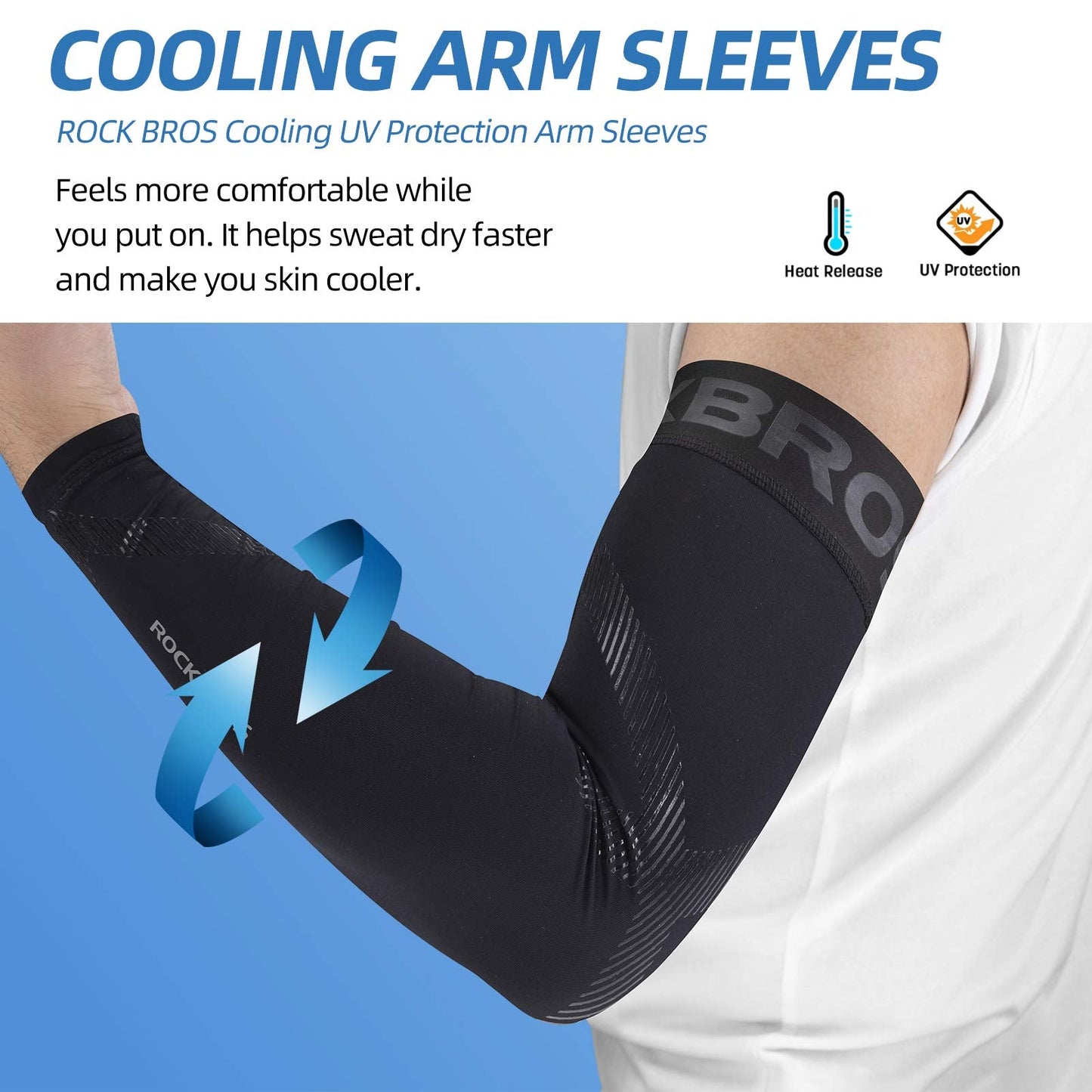 ROCKBROS Arm Sleeves for Men Women UV Protection UPF 50 Cooling Sun Sleeves Tattoo Cover