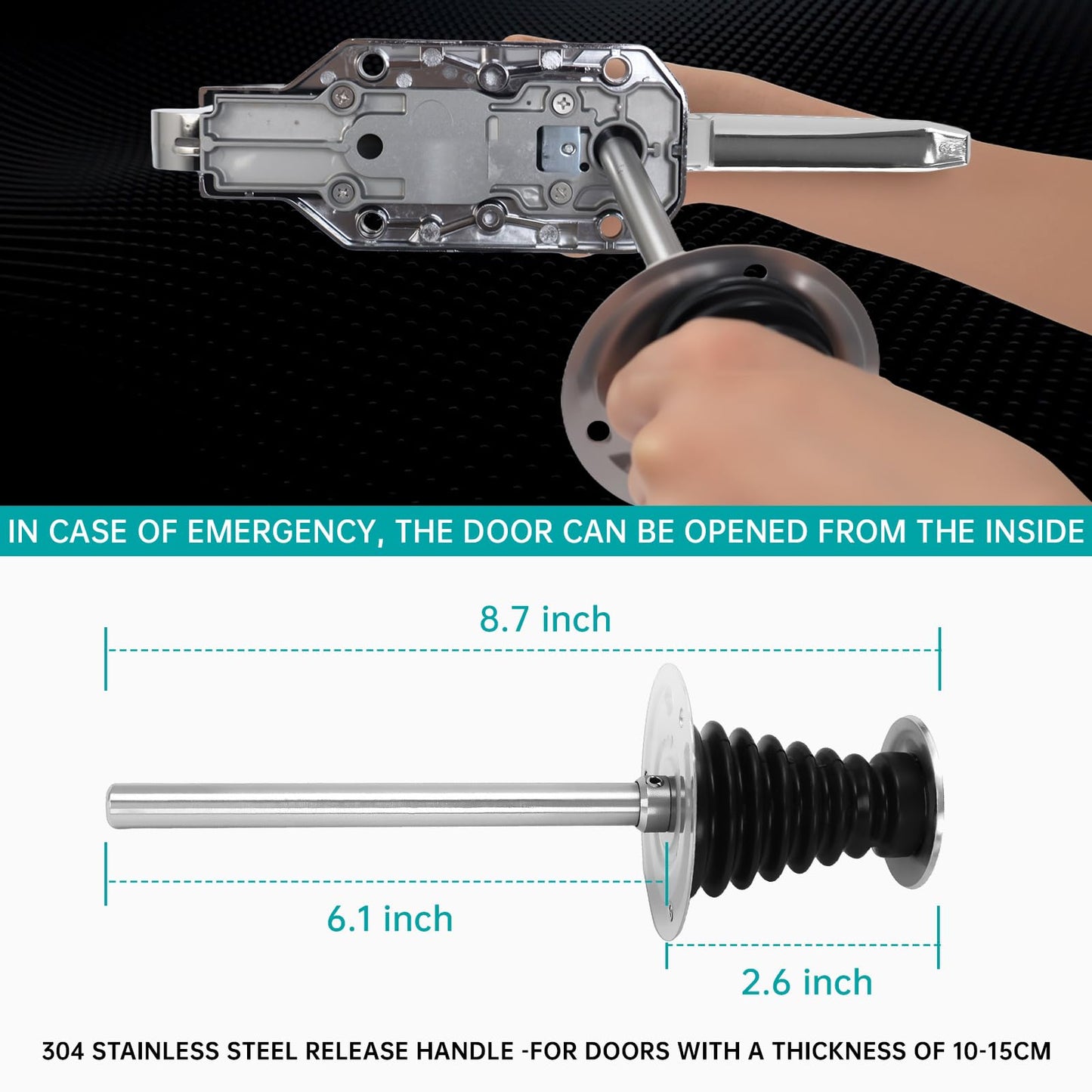 Heavy Duty Walk-in Cooler Door Closer Complete Latch Kit, Freezer Doors Handle with Release Handle for Freezer, Container, Warehouse and Oven, Offset -1/8 in to 1/4 in(Flush)