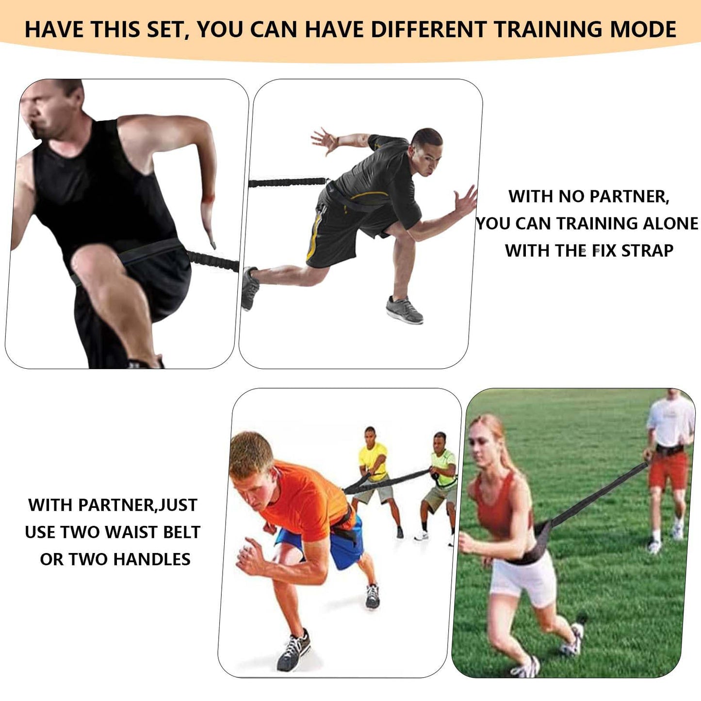Tuyzhrymlic Speed and Agility Training Equipment, Two Resistance Bands and Adjustable Waist Belts 8pcs 80lb for Solo or Partner Exercise to Maximize Strength Power Focus Suitable for Muti-Sports