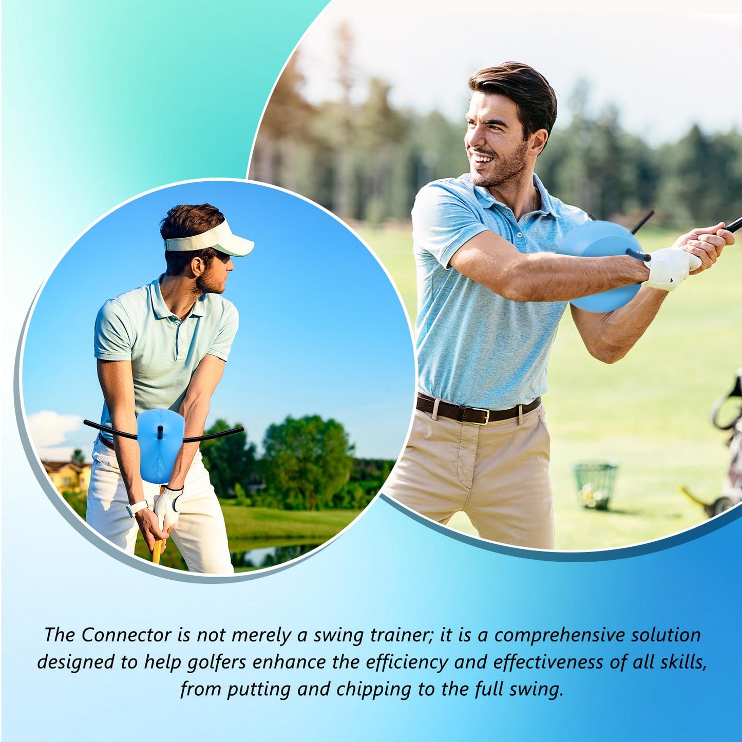 ZEMBSOYA Golfs Swing Training aid, Swing Training Aid Aluminum PU Foam Portable Posture Correction Putting Aid Trainer for Beginners Practice Helps Train Proper Swing Mechanics, Arm Structure Blue