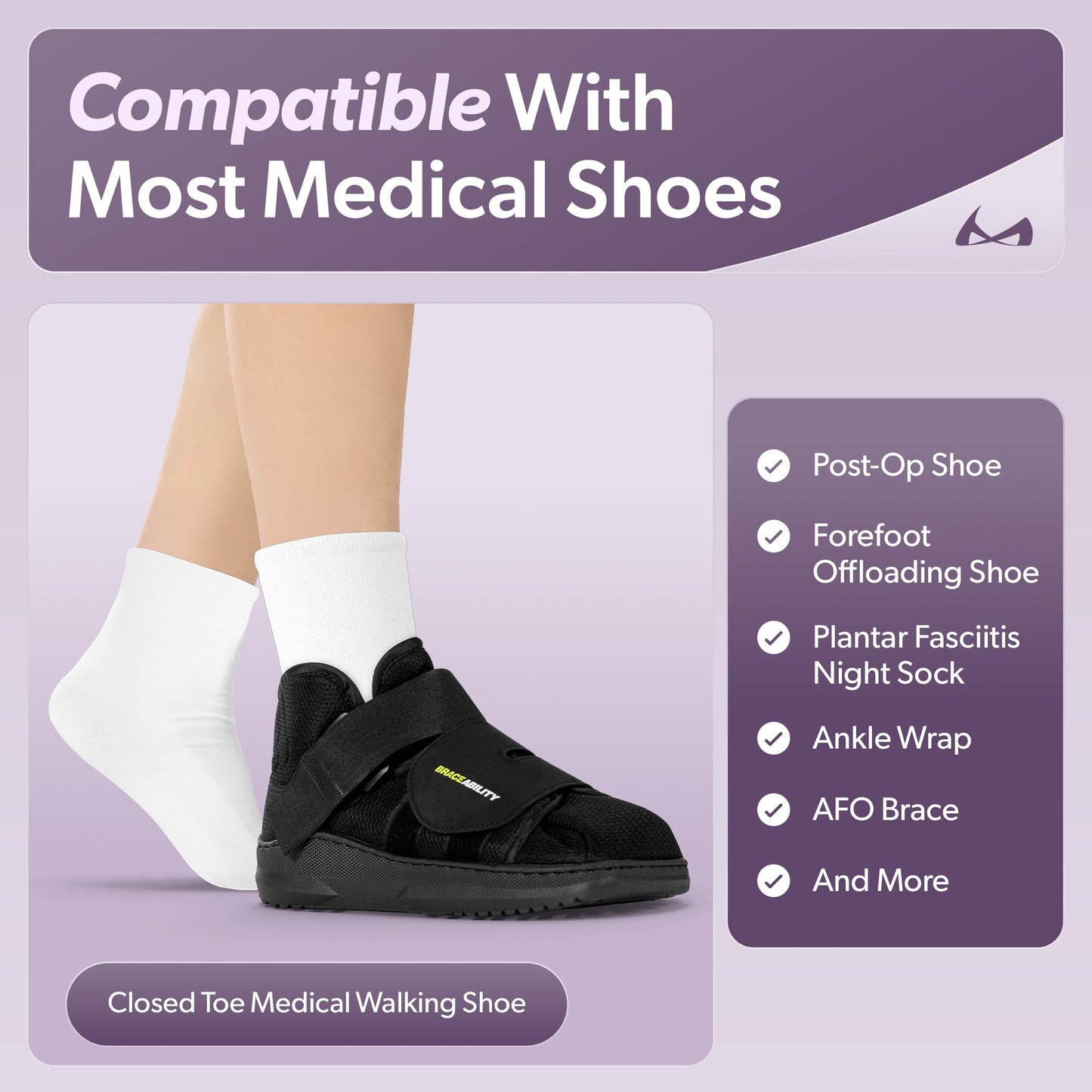 BraceAbility Walking Boot Sock Liners – (1 Pair) Replacement Medical Tube Socks for Under Orthopedic Foot Cast Shoes, Air CAM Walkers, and Surgical Fracture Boots for Men or Women (Short White)
