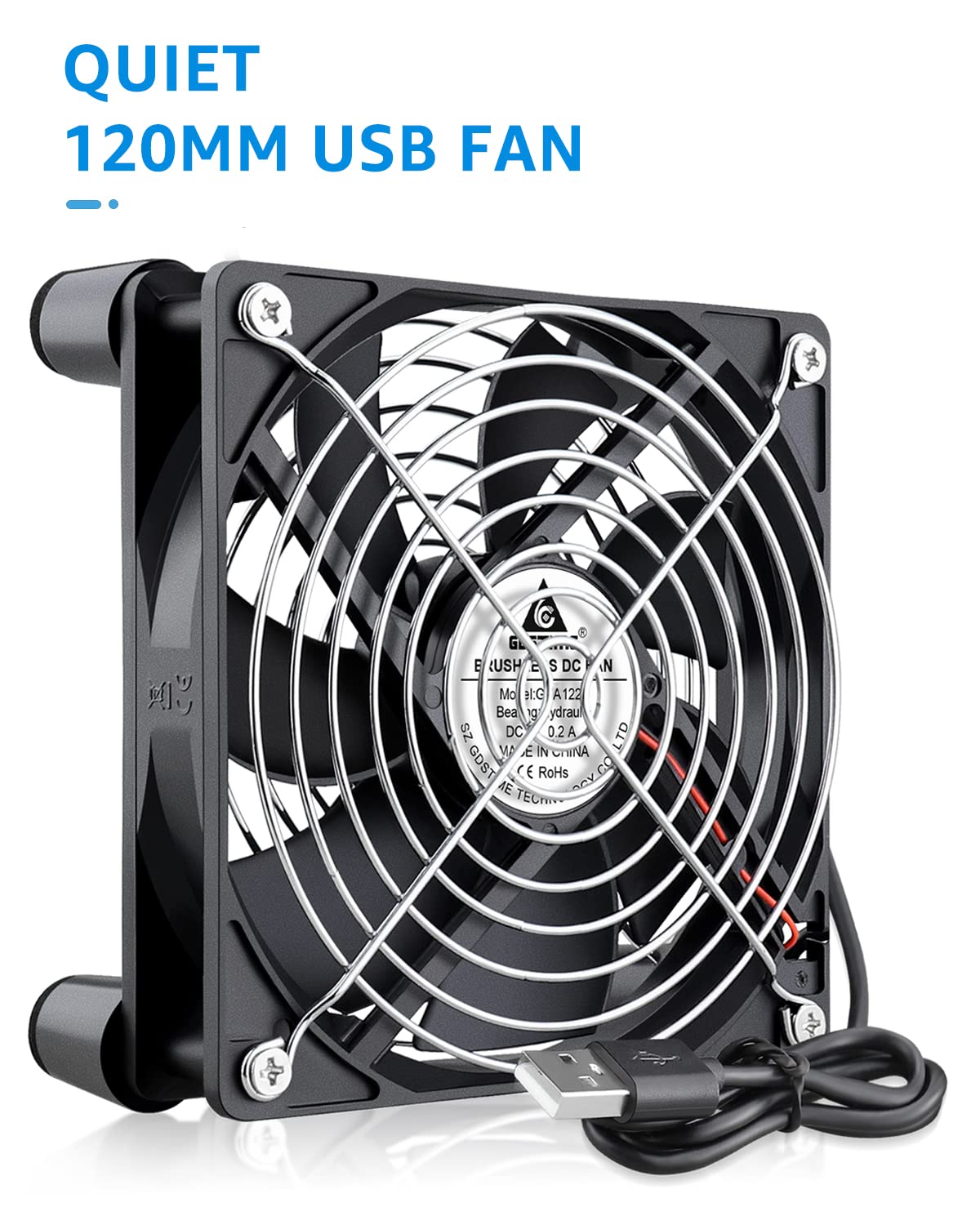 120mm 3 5V GDSTIME Router Fan Cooler with Speed Control, DC USB Powered Cooling Case Fan for Router Modem Receiver DVR