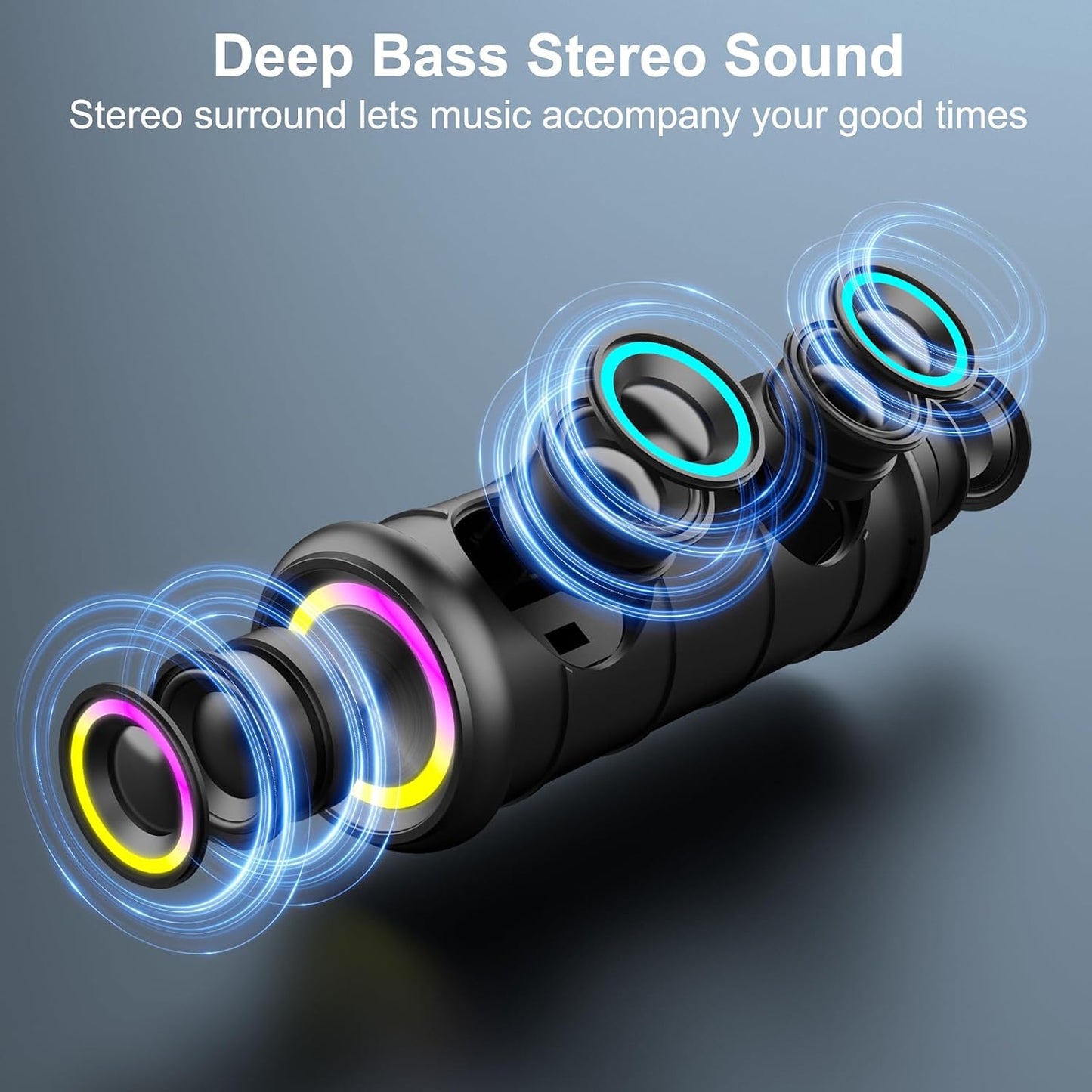 Xuevcn 360 Sound,IP65 Bluetooth Speaker, Portable Bluetooth Speakers with Wireless Stereo Pairing, Built in Mic, HD