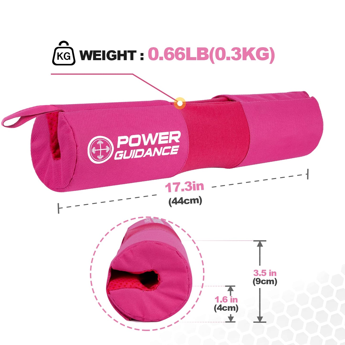 POWER GUIDANCE Barbell Squat Pad - Neck & Shoulder Protective Pad Anti-Skid Points for Squats, Lunges, Hip Thrusts, Weightlifting - Fit Standard and Olympic Bars, Pink