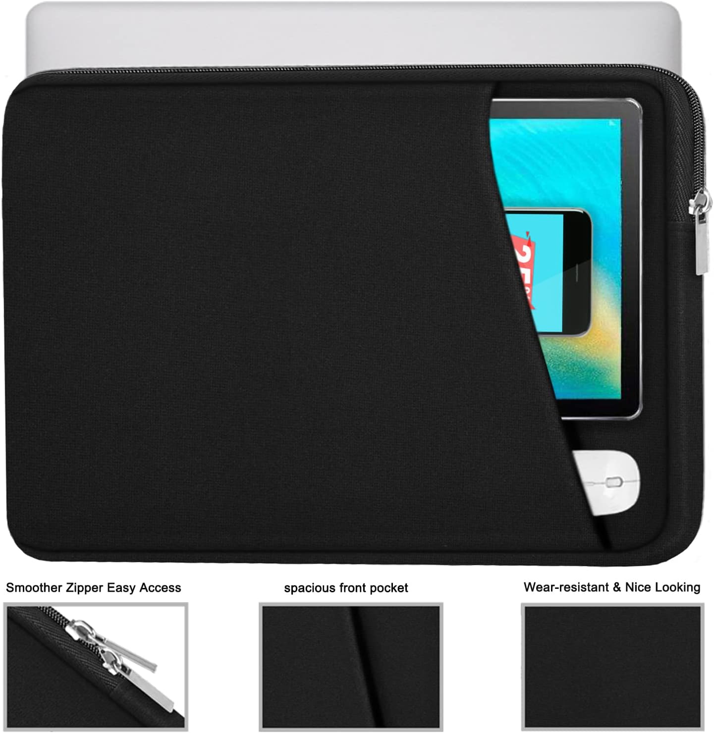 Askuko 15.6 inch Laptop Sleeve, Durable Briefcase Shockproof Protective Case, Handbags Portable Laptop Bag for HP Dell