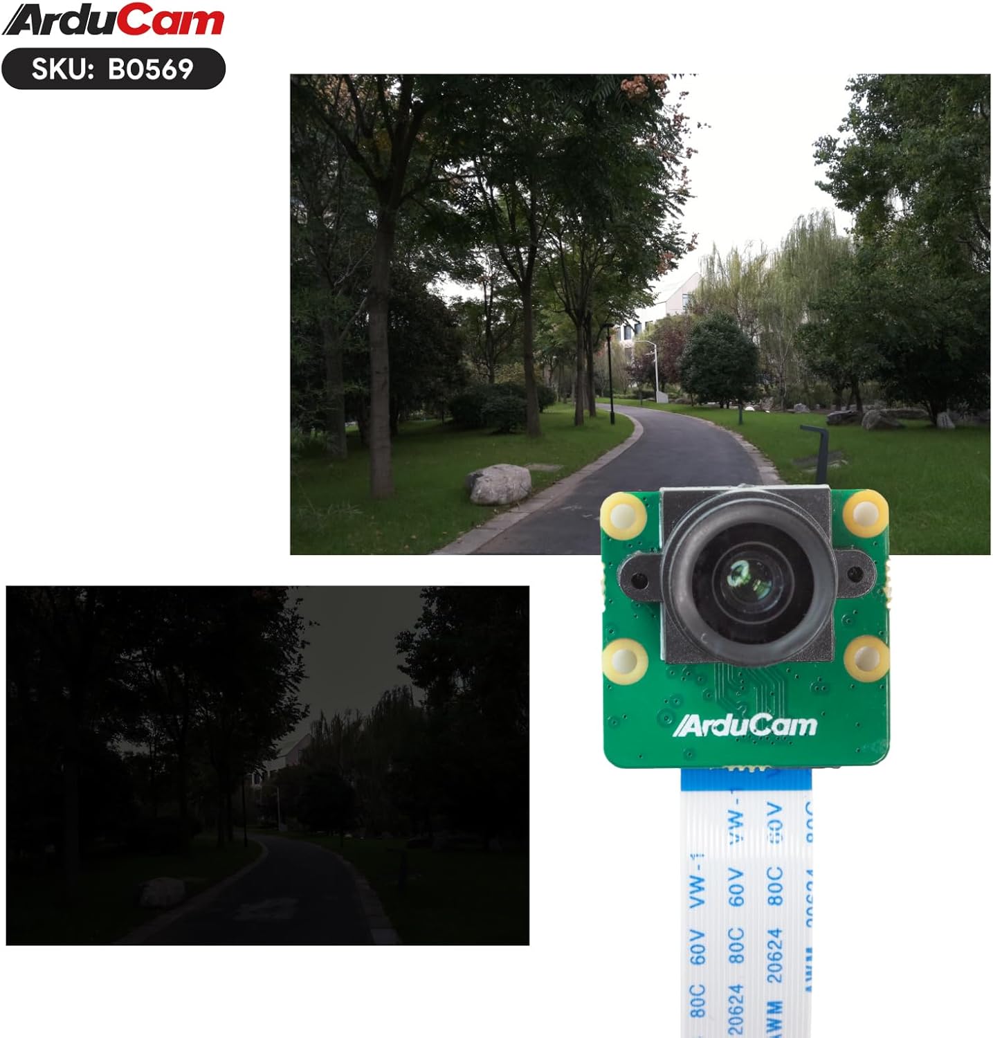 Arducam 4K IMX415 M12 15-15pin, 15-22pin for Raspberry Pi Camera, Low Light Camera Module with Lens, Ribbon Cable