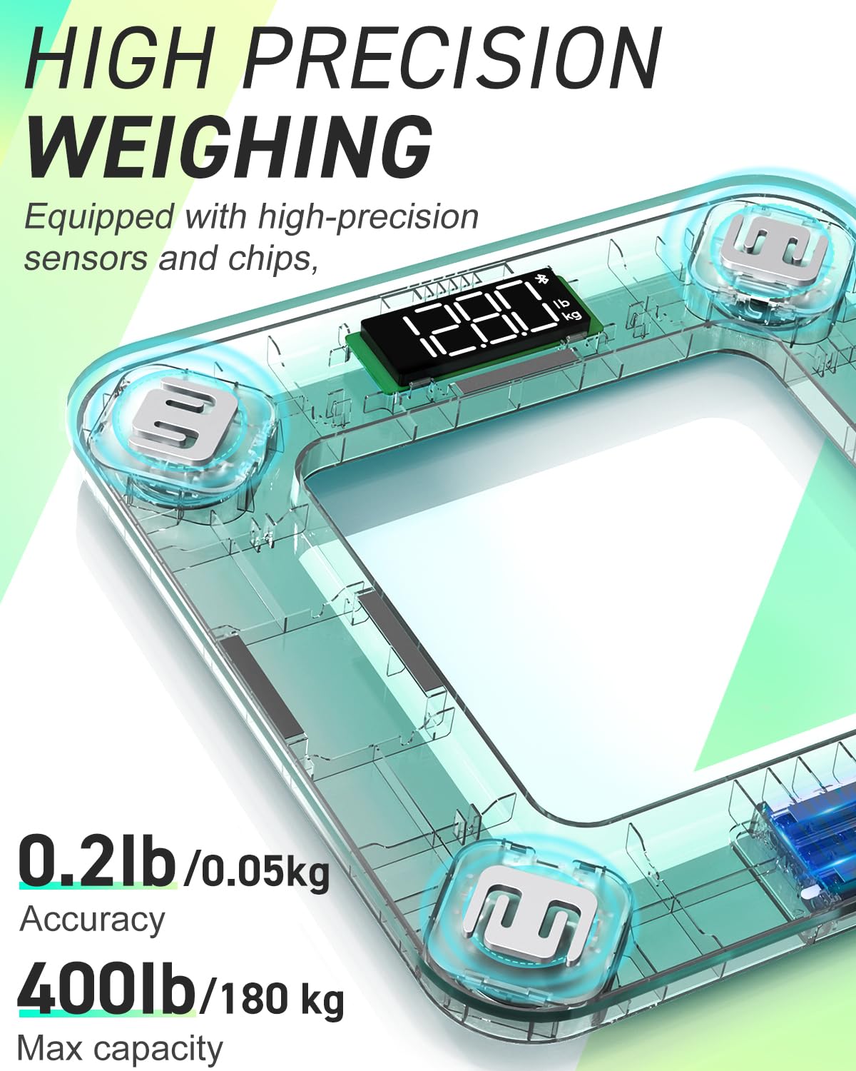 INSMART Body Fat Scale, Smart Scale for Body Weight 0.1lb High Accuracy, Digital Bathroom Weight Scale for BMI, Body Fat, Muscle 17 Body Composition Analyzer Sync with App, LED Display, 400lb, Black