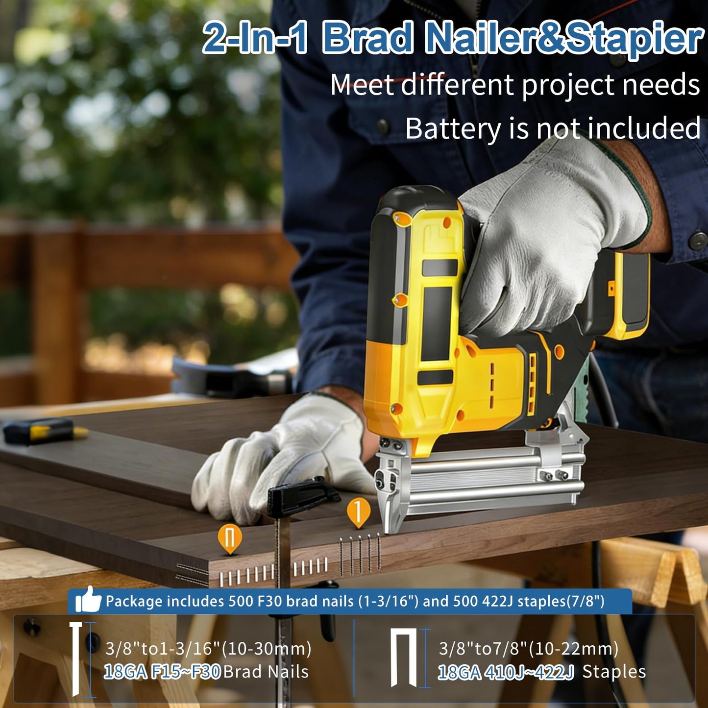 18 Gauge Cordless Brad Nailer & Staple Gun for Dewalt 20V MAX Battery, 2-in-1 Battery Powered Electric Nail Gun with 1000 Nails for Woodworking, DIY, Framing & Home Improvement (No Battery)