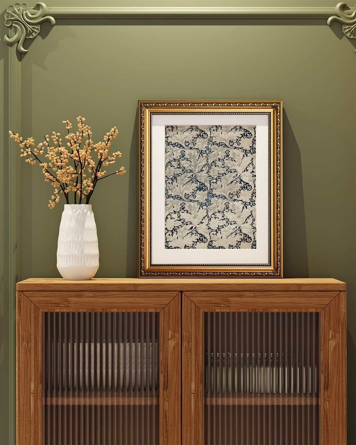 VIYYIEA Gold Framed Canvas Print - Floral Scenic Oil Painting Art for Home Decor | 13x16in