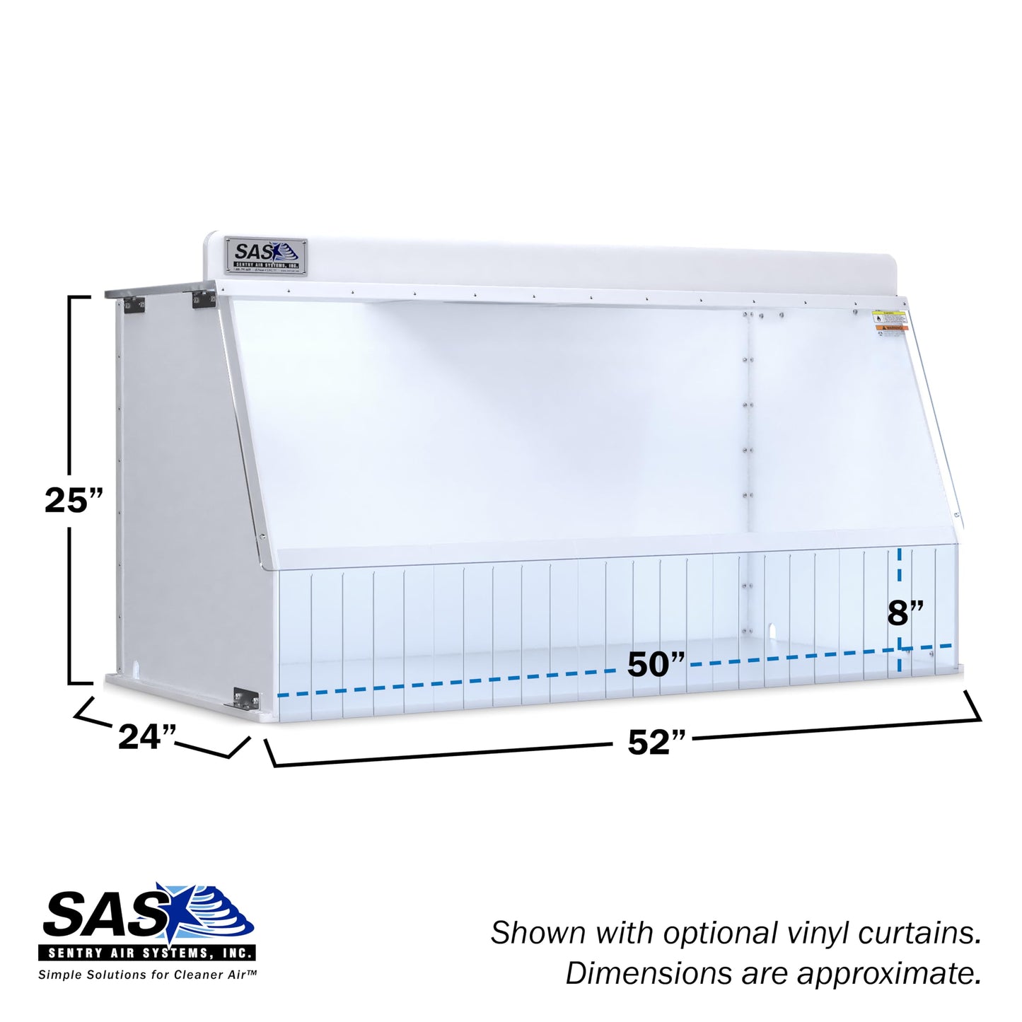 50" Wide Ducted Fume Hood, Exhaust Hood for Laboratory Fume Control, Chemical Fumes, Pharmaceutical Compounding, 3D Printing, and other Fumes/Odors