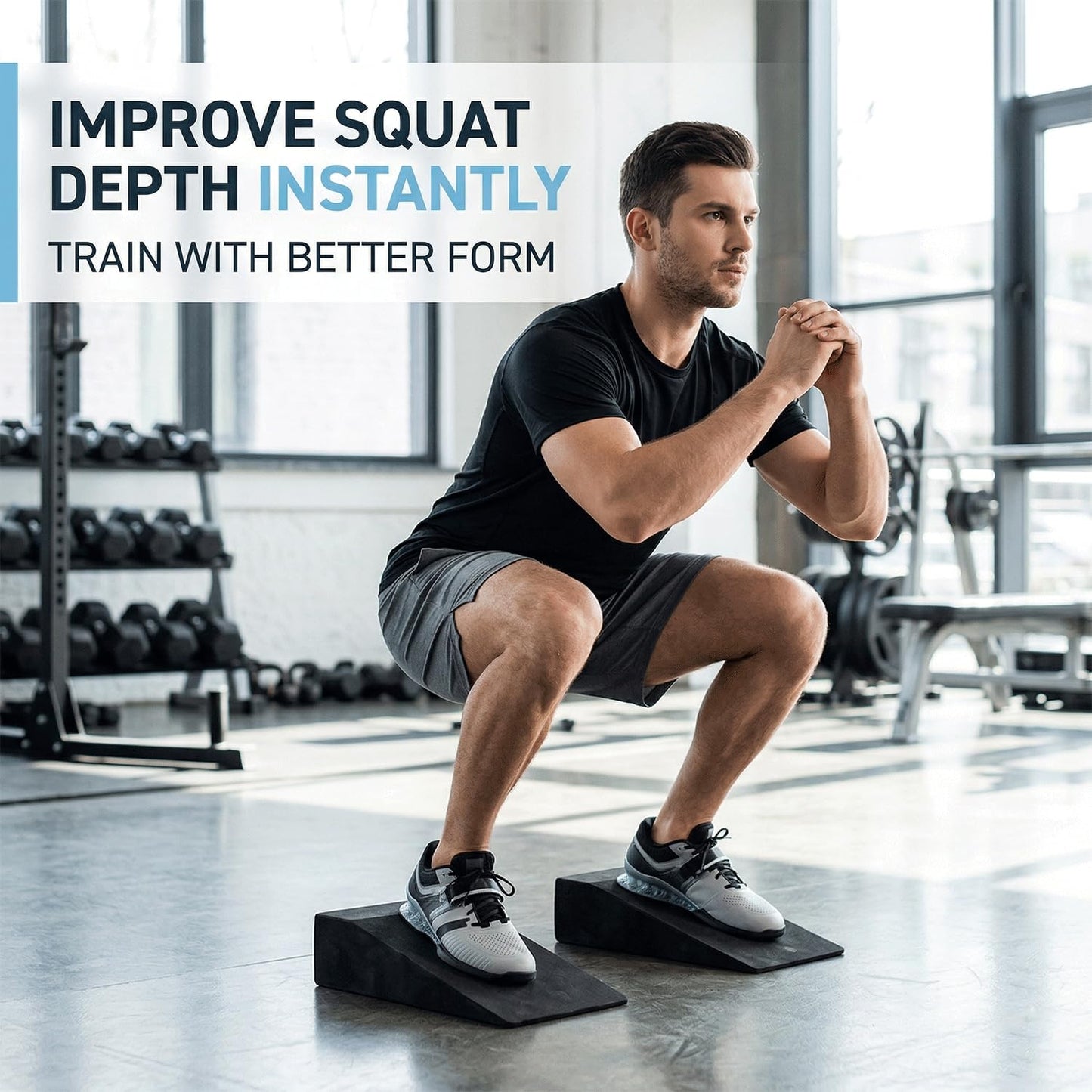 Squat Wedge Block for Heel Elevated Squat Weightlifting Calf Stretcher Slant Board for Mobility Balance and Strength Performance Pack of 2