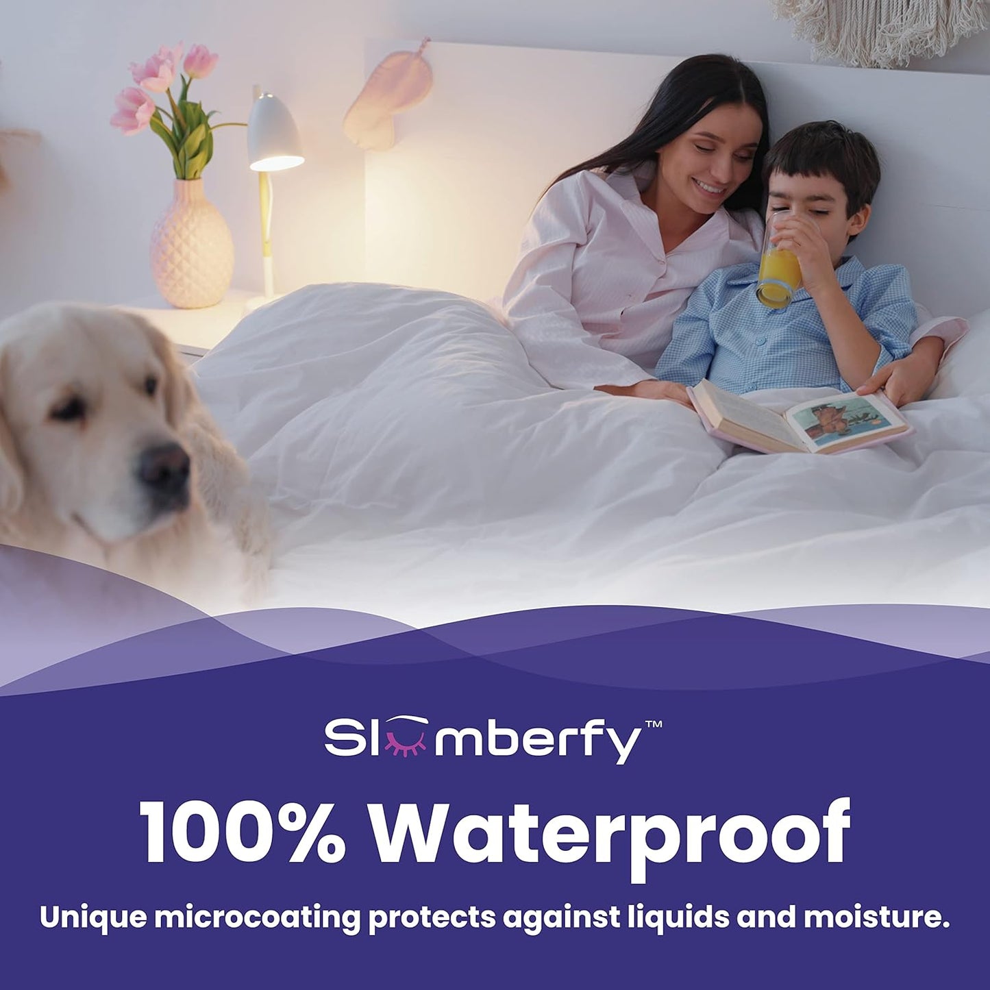 Slumberfy Queen Size Waterproof Cooling Mattress Protector - Premium Skin-Safe Cover with ArcticTex Technology | Noiseless Quilted Design – 60x80 in.