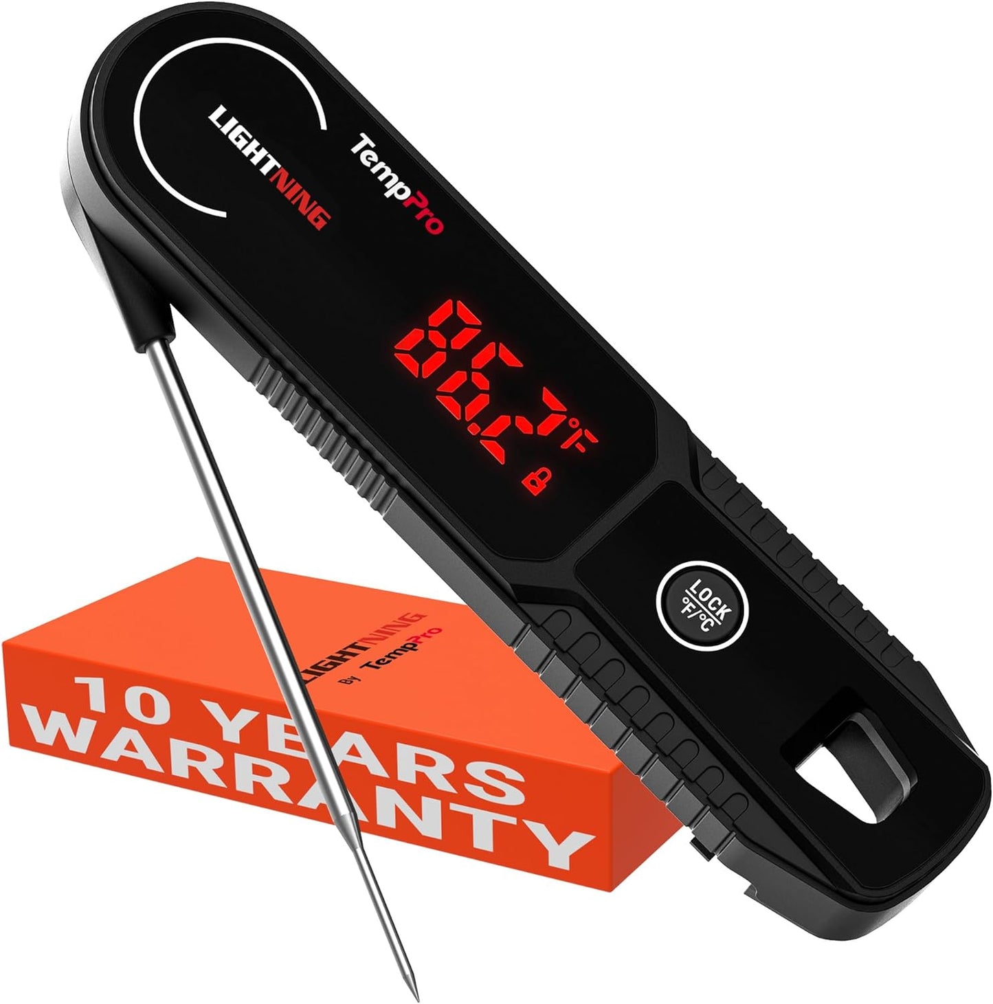 TempPro Instant Read Meat Thermometer - 0.5 Sec Read Time, 180° Rotating Display, IP67 Waterproof for BBQ & Grilling