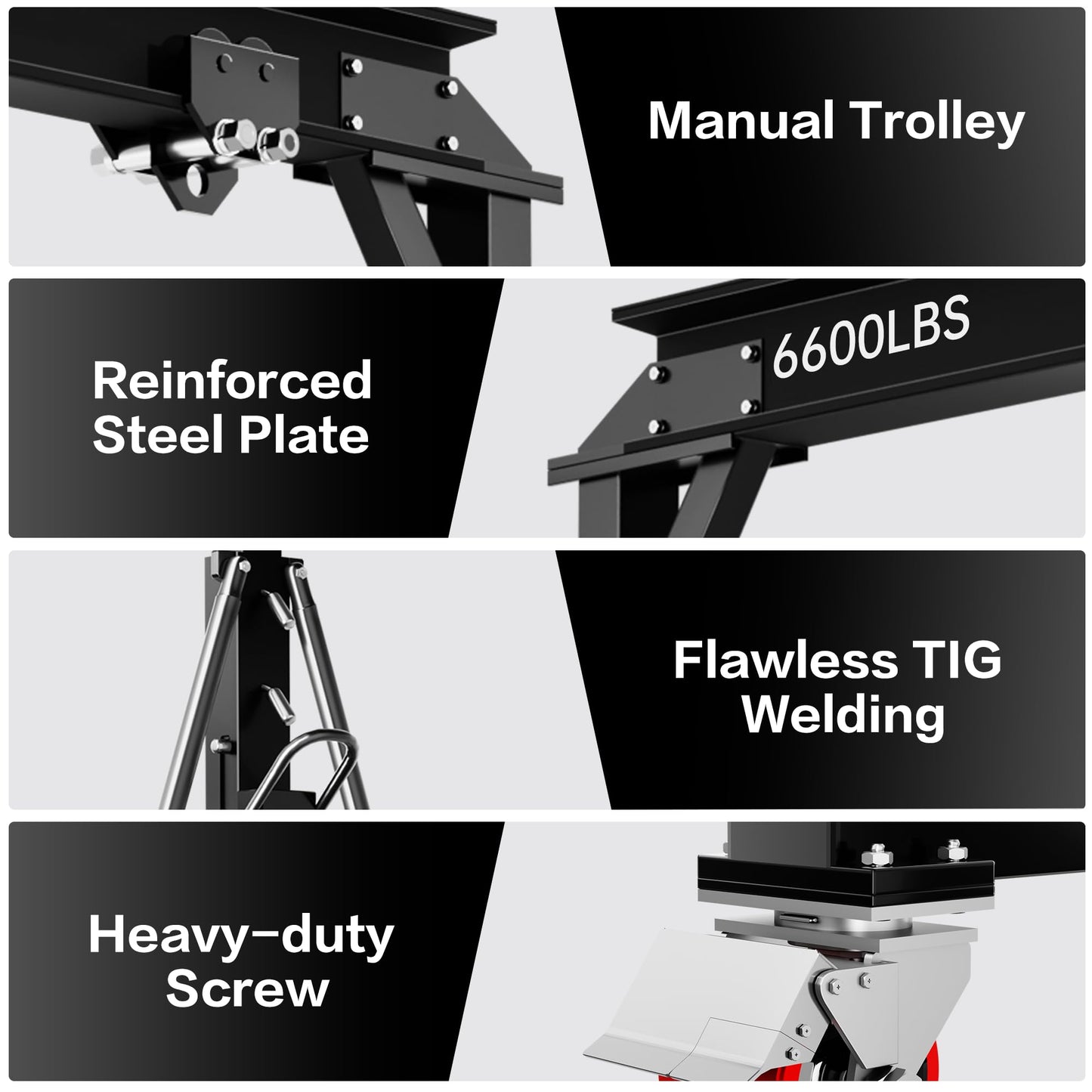 LDHTHOPI 3 Ton Gantry Crane, 6600LBS Adjustable Gantry Crane with 8.53-12.47ft Height, Shop Lift Hoist with Manual Trolley, Hook & Shackles for Warehouse, Factory,Auto Repair & Construction,Black