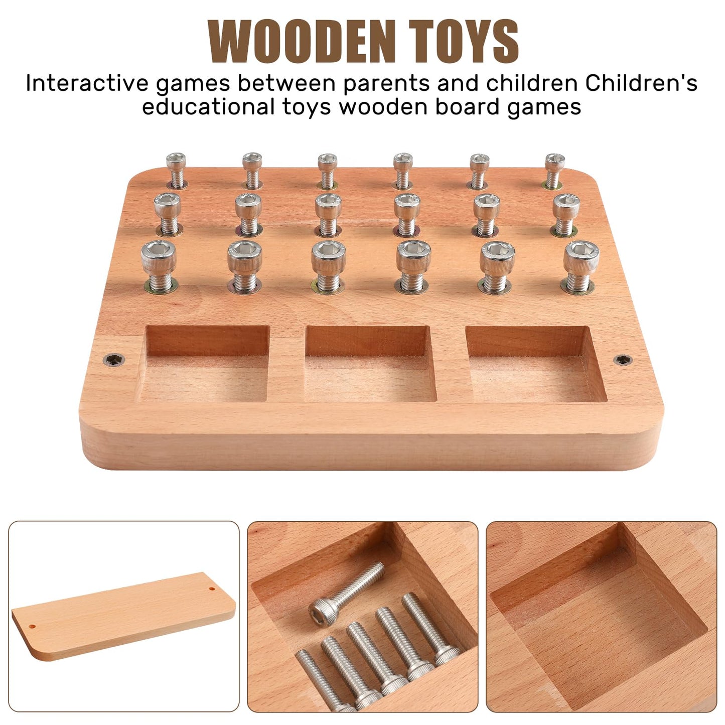 Wooden Peg board for Occupational Therapy with 3 Sizes of Pegs and Holes, Wood Pegboard for Finger Dexterity, Hands Therapy Peg Board to Improve Finger Motor Skills and Hand-Eye Coordination, 18 Holes