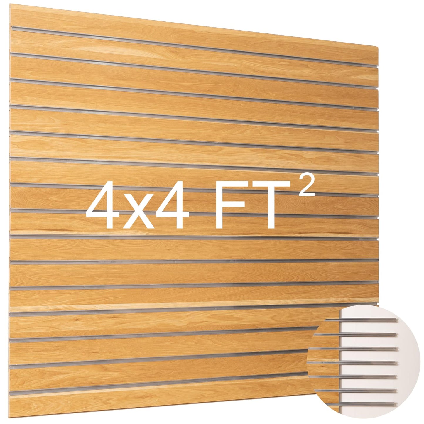 Slatwall Panels with Aluminum Reinforcement Strip, Maple Garage Slatwall Storage Systems 4’x4’ MDF Slat Wall Paneling for Retail Display, Shiplap Wall Paneling Slat Board Garage Slatted Panels