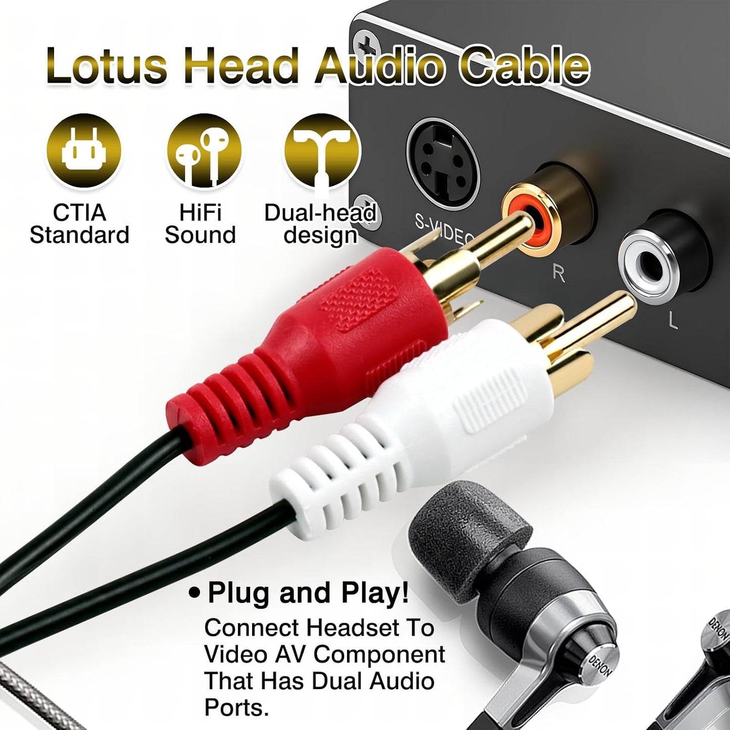Brvlsoc 3.5mm 2 MP3, (2-Pack) Female to RCA Male Splitter Audio Cable Gold-Plated Stereo Y Adapter for TV, Smartphone