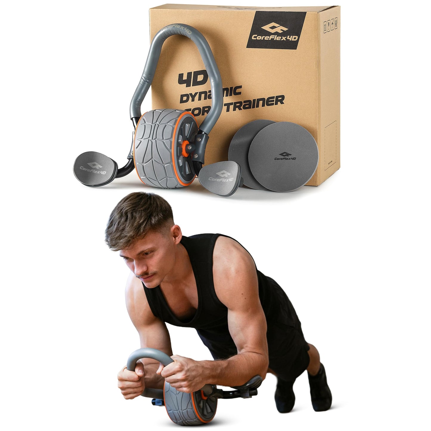 Fitness Hardware CoreFlex4D Ab Roller Wheel with Elbow Support – Dynamic 4D Core Workout Equipment for Abs, Obliques & Stability – Heavy Duty Home Gym Ab Machine for Strength Training & Full Body Fitness