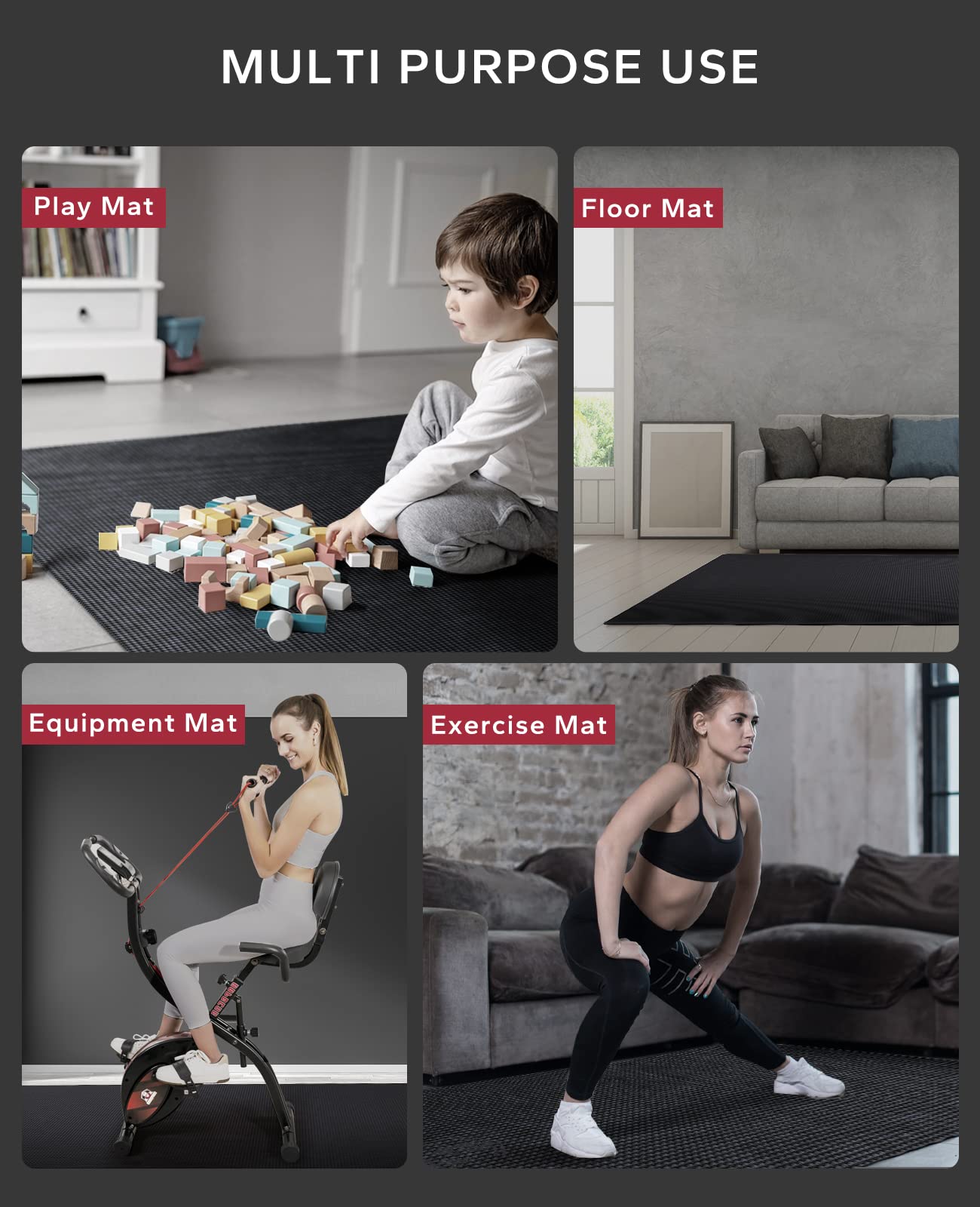 HAPBEAR Extra Large Exercise Mat - 7'x5'x8mm (1/3 Inch), Non-Slip, Ultra Durable, Thick Workout Mat for Home Gym Flooring Cardio, Yoga, Fitness, High-Density, Shoes-Friendly