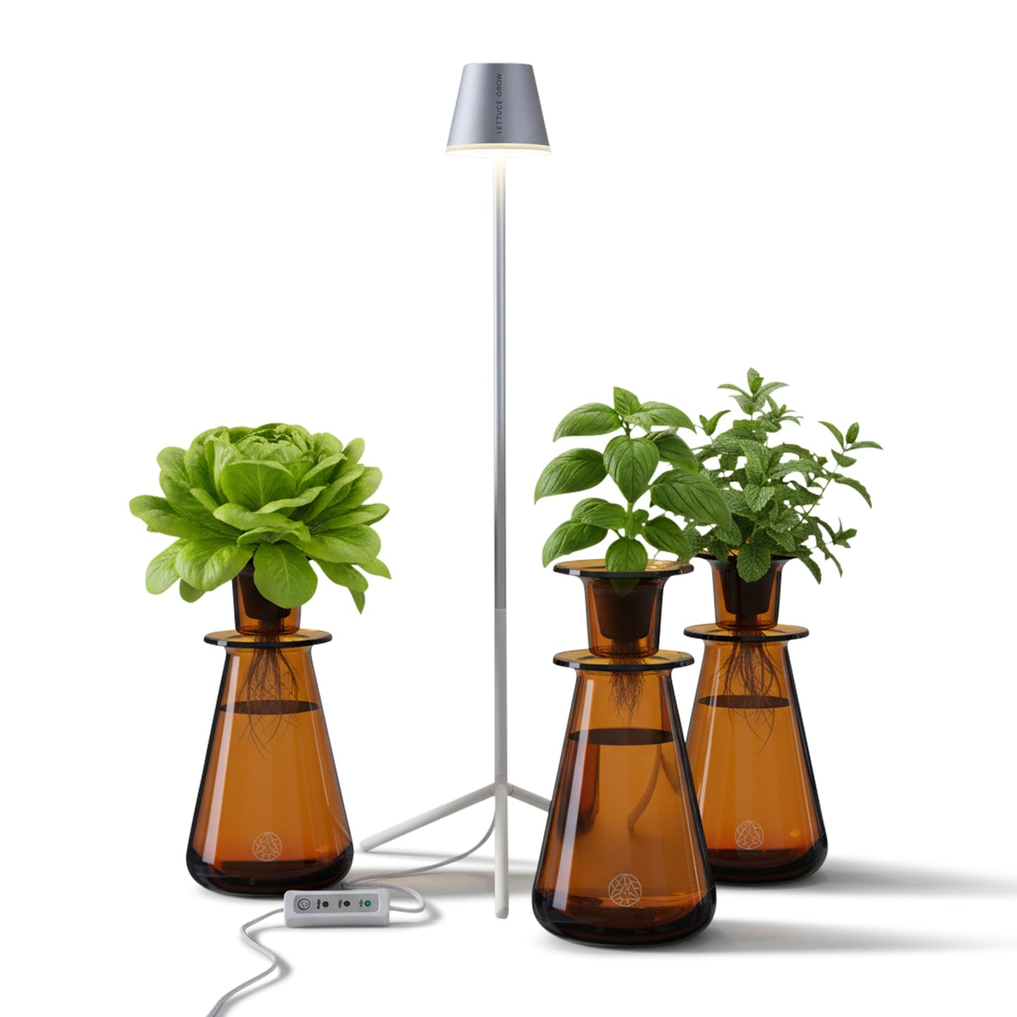 Lettuce Grow Counterstand Hydroponics Growing System Kit with LED Light, Indoor Gardening System for Herbs and Greens, Compact Hydroponic Countertop Planter Set