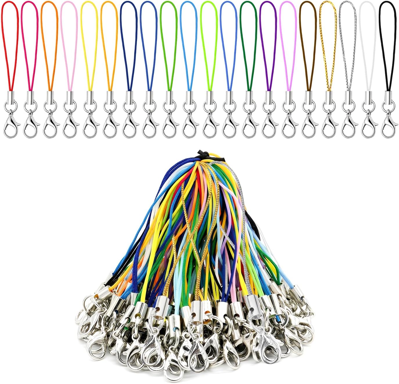 100 Phone Charms Strap, Pcs Cell Phone Lanyard String, Keychain String Bulk Phone Charm Lanyard Charm Strap for Hanging