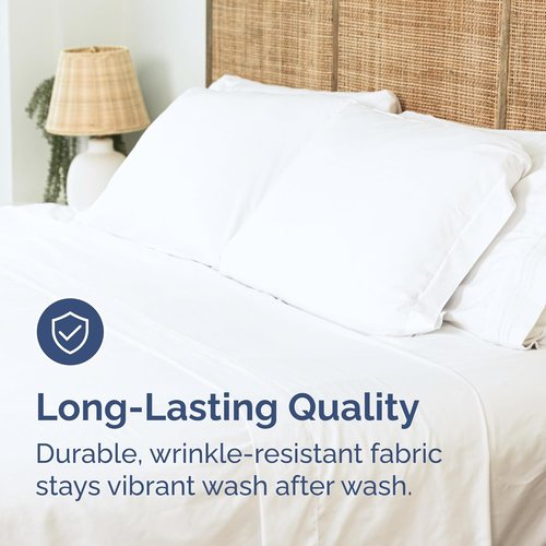King Size Flat Sheet | Ultra-Soft Hotel Quality Bedding - Breathable, Cooling, Fade & Wrinkle Free - Easy-Care White