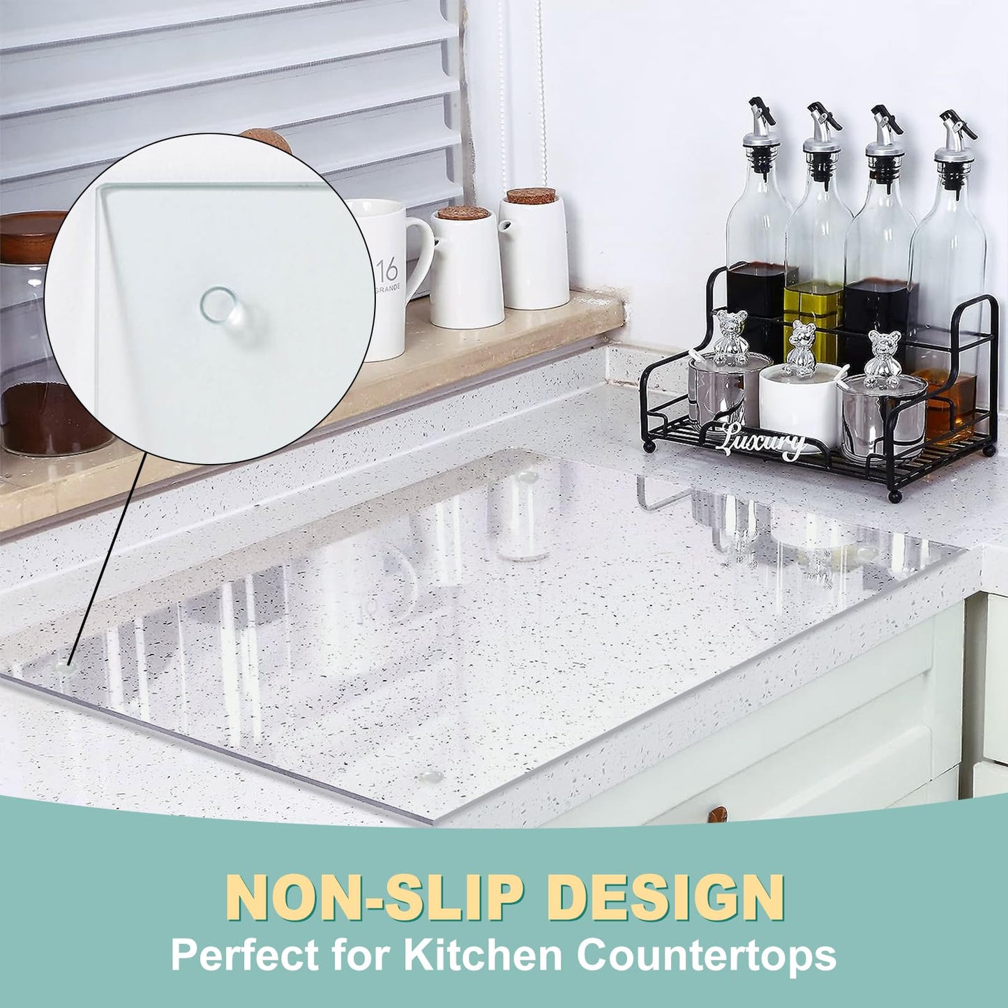 VASUHOME Large Tempered Glass Cutting Board for Kitchen - 18x24 Inch Clear Cutting Board for Countertop - Scratch, Heat, and Shatter Resistant - Easy to Clean and Durable