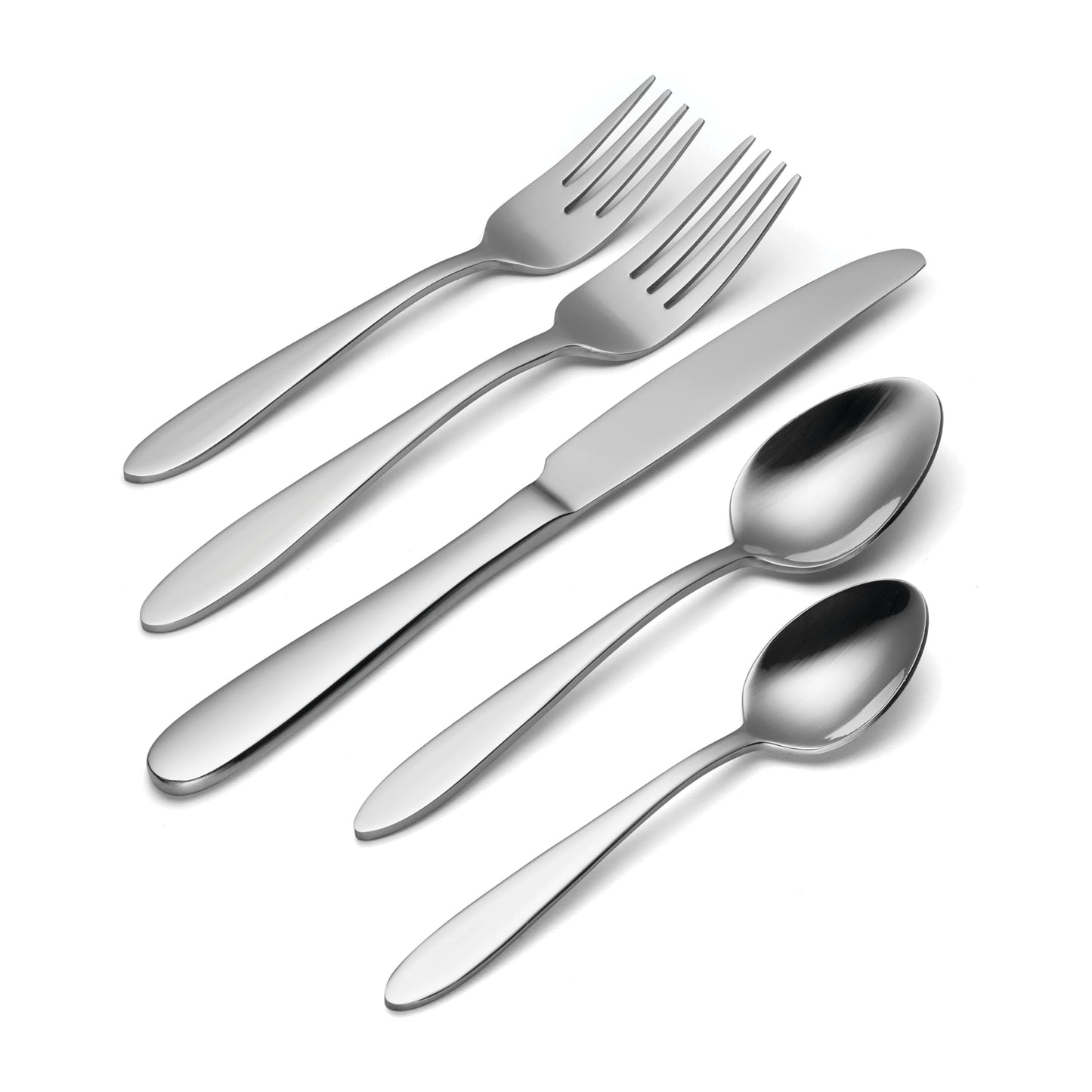 Oneida Silverware Set, Mooncrest 65-Piece Everyday Flatware Set, Service For 12, 18/0 Stainless Steel, Rust Resistant And Dishwasher Safe, Knives Spoons And Forks, Utensils (Silver, 65 Piece)