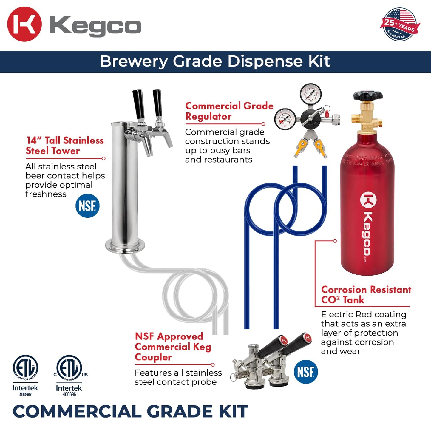 Kegco Kegerator 24" Wide Dual Tap Black/Stainless Steel Commercial Beer Dispenser HK38BSC-L-2