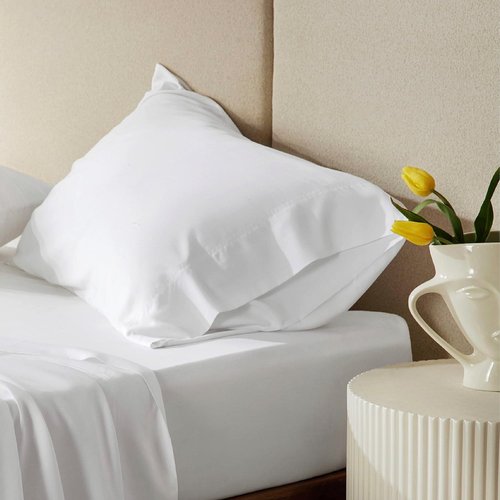 Bedsure Cooling Sheets - Twin Size, Breathable Rayon from Bamboo, Soft & Silky White Bedding for Hot Sleepers