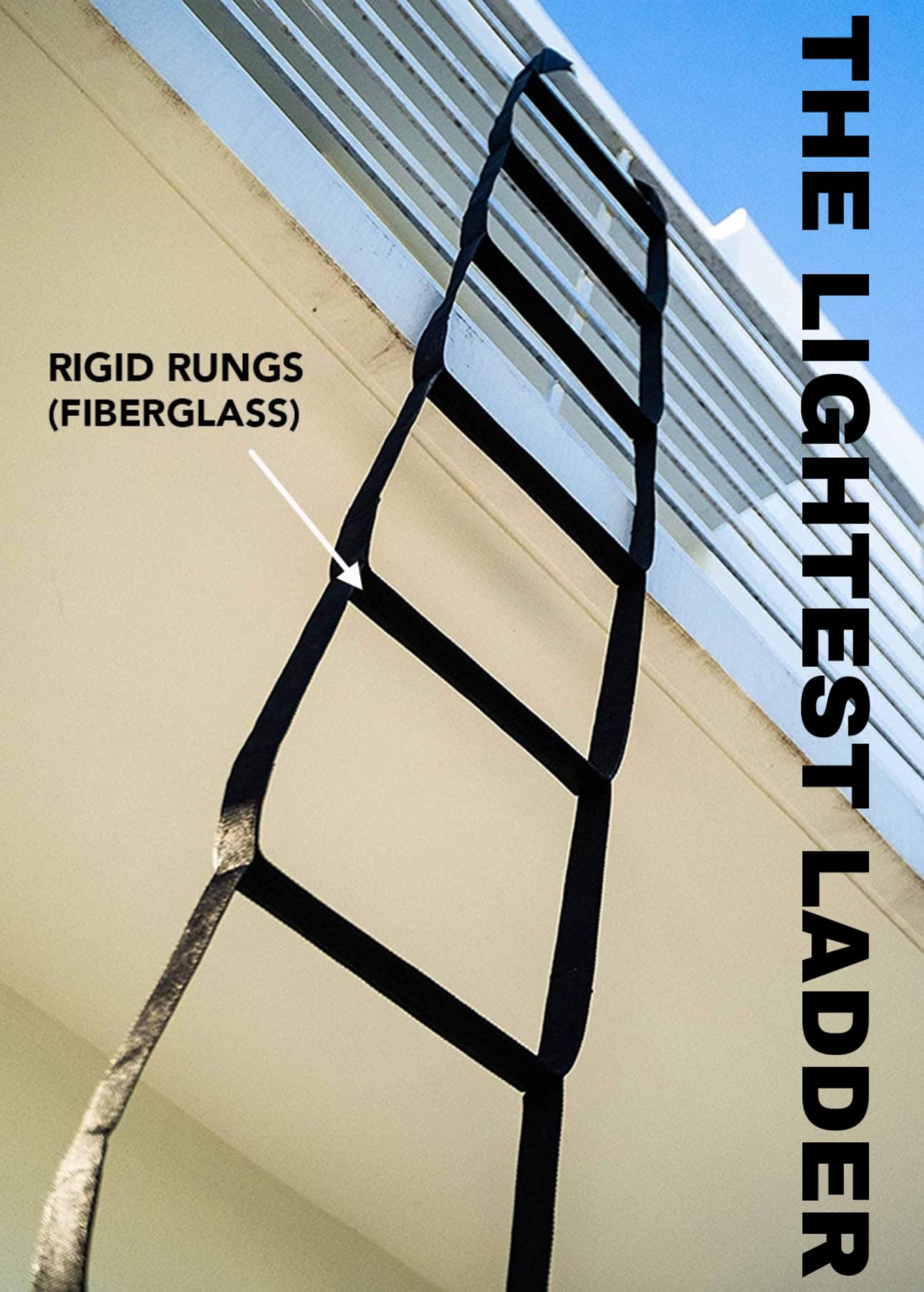 Fire Escape Ladder 6 Story 48 ft - Webbing Straps & Fiberglass Heavy-Duty Rungs with Spring Hooks - Multi-Functional & Weather Resistant Safety Rope Ladder - Lightweight, Compact & Portable