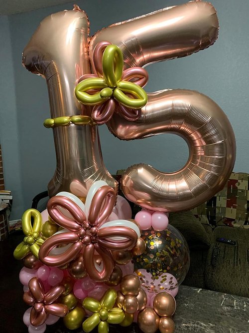 15 Number Balloon - 40 Inch Rose Gold Birthday Decoration | Perfect for 15th Birthday Parties & Photo Props