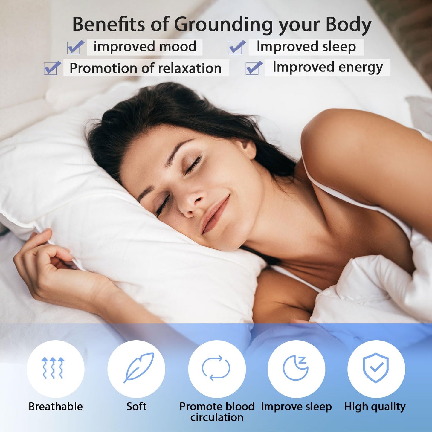 Grounding Mat for Sleep, Universal Grounding Mat for Pain Relief, Inflammation, Balance,Earth Connected Therapy. Grounding Wrist Strap and Grounding Mat Kit（23.6x13Inch）