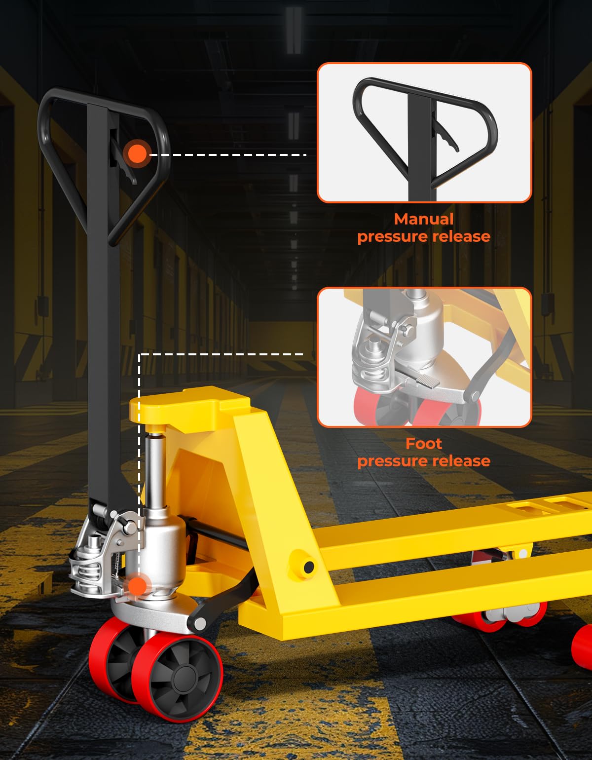 [Anti-Leakage Oil Pump] Arczorix Pallet Jack, 6600 Lb Capacity 27" W x 48" L Forks Size Small Mini Hand Pallet Truck Standard Duty Manual Pallet Trucks