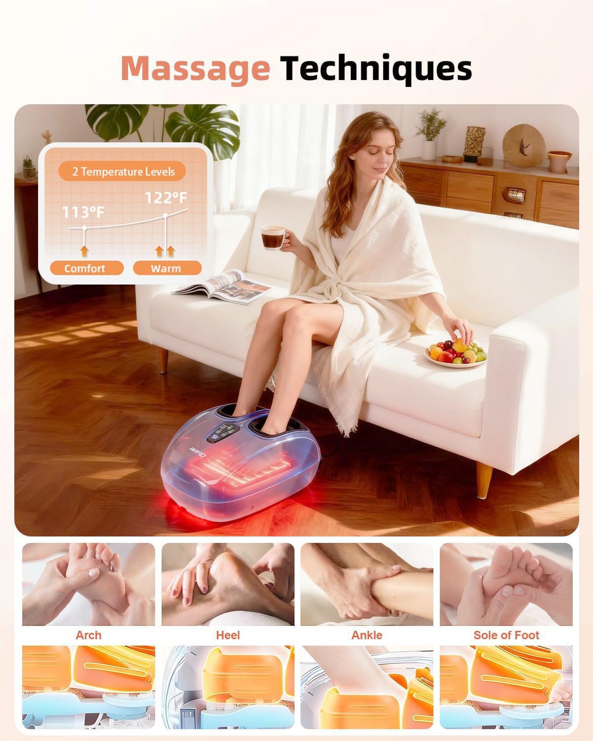 Ohiele Foot Massager with Heat,Shiatsu Deep Kneading Massager for Plantar Fasciitis, Foot Massage Machine with Multi Massage Modes & Remote Control for Pain Relief (Purple)