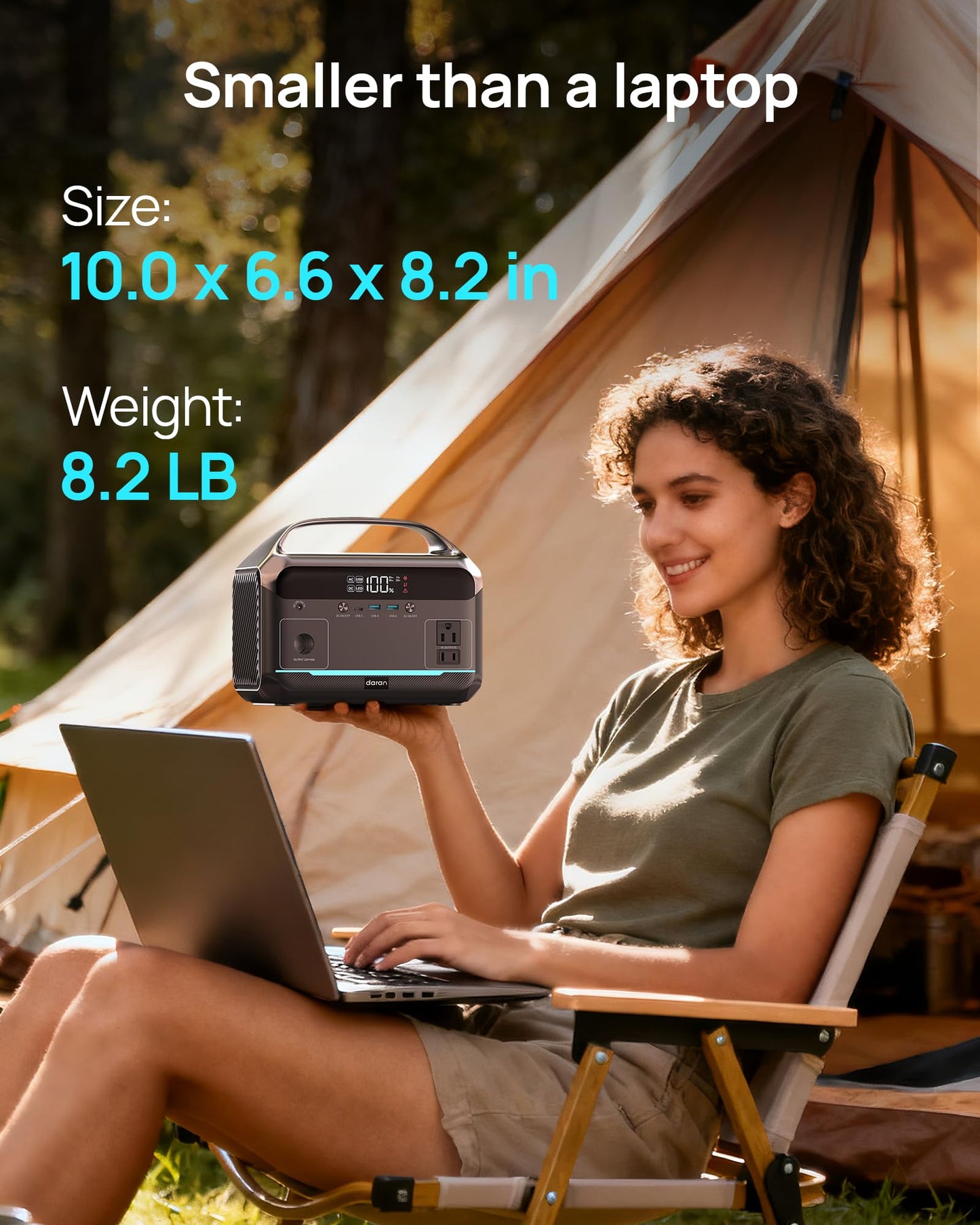 DARAN Portable Power Station, 288Wh LiFePO4 Battery, 350W (600W Peak) Power Bank with AC Outlet, Mini Solar Generator 7-Port Design, 2.1Hrs Fast Charing for Emergency, Hurricane (Solar Optional)