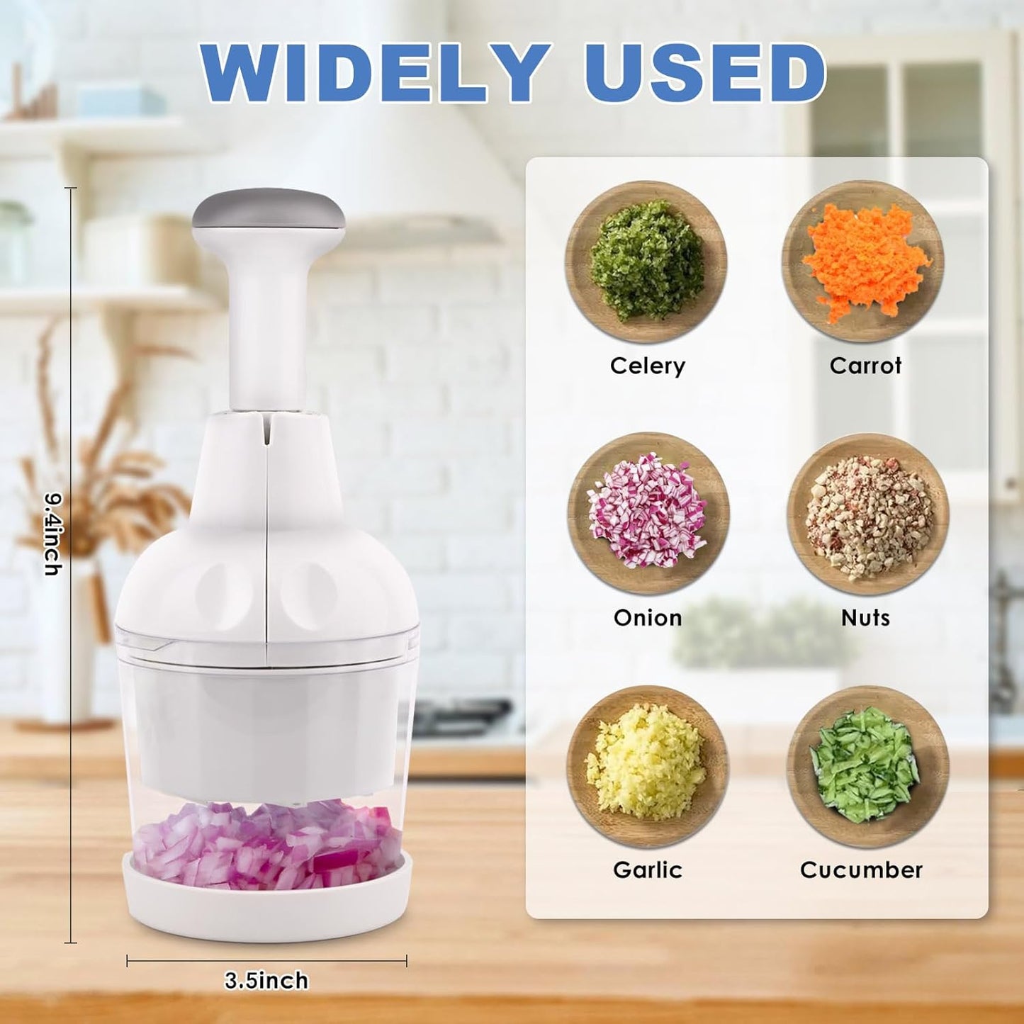 Skiennix Vegetable Chopper - Manual Food Cutter for Onion, Salad & Garlic | Dishwasher Safe, White
