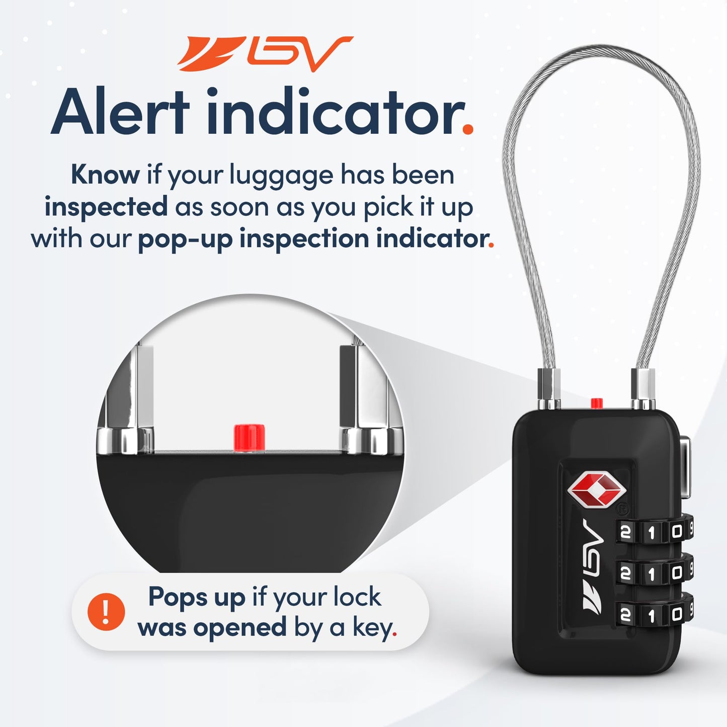 BV Black Combination Lock, TSA Approved, Resettable, 1000 Possibilities