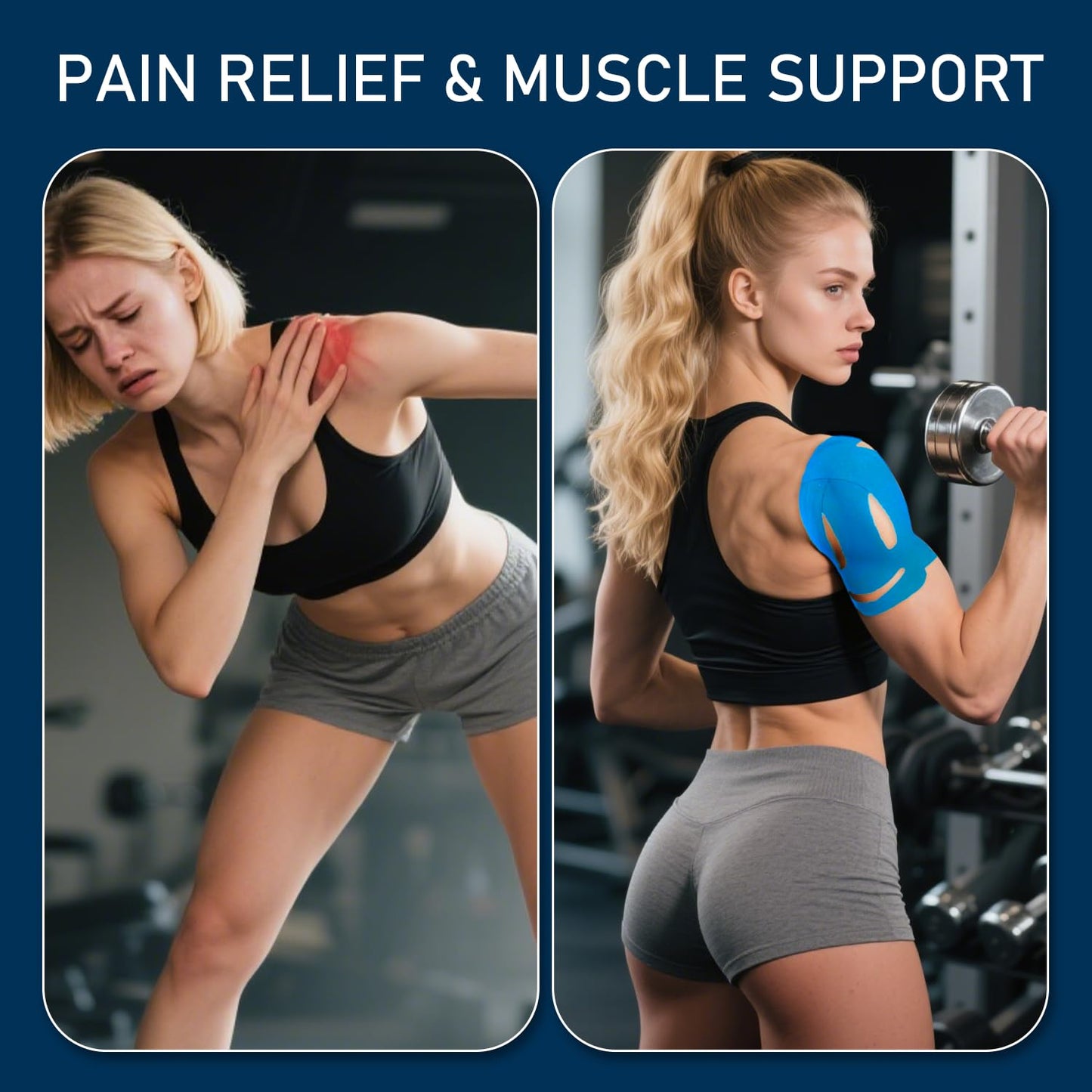 18 Pcs Kinesiology Tape for Shoulder Pain Relief Precut Sport Tape for Shoulder-Support & Stability, Hypoallergenic Latex-Free Athletic Tape for Shoulder, Waterproof & Breathable Muscle Tape(Mix)