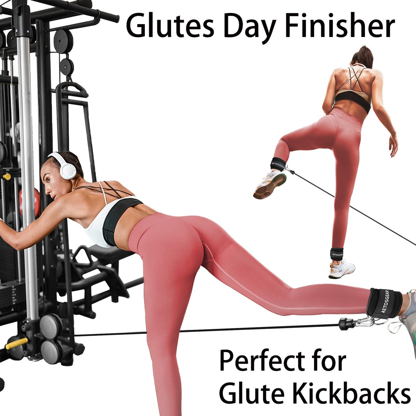 Ankle Straps For Cable Machines Women,Kickback Ankle Strap,Ankle Cuff Cable Attachment,Gym Glutes Workout Strap,Leg Extension Straps,One Size Fit All Premium Padded Cuffs Super Comfort Fitness (01-Black, Single)