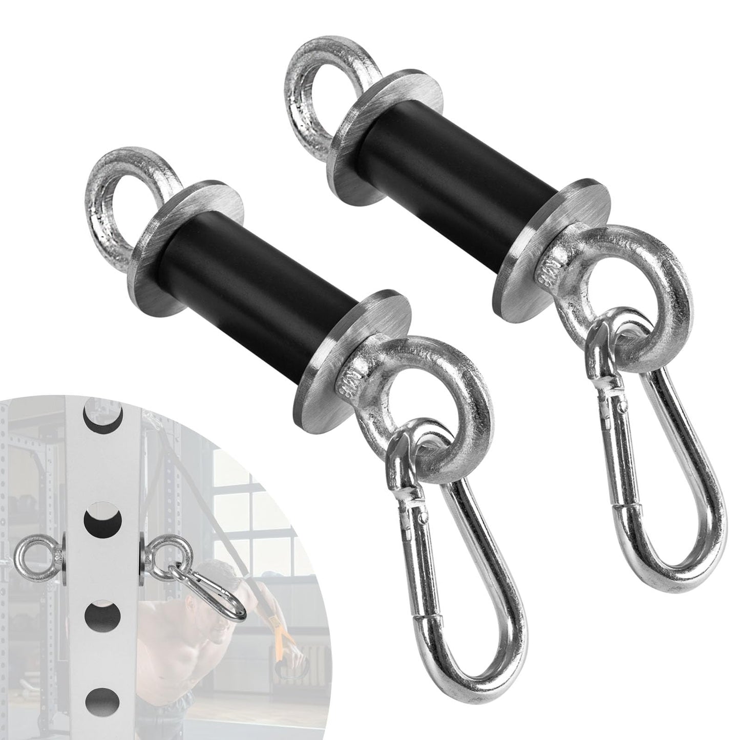 Ertuohg 2PCS Power Rack Attachments, Heavy Duty Squat Rack Attachments, Power Rack Shackle Band Attachment for Strength Training, Resistance Band Accessories Fits 1" Holes