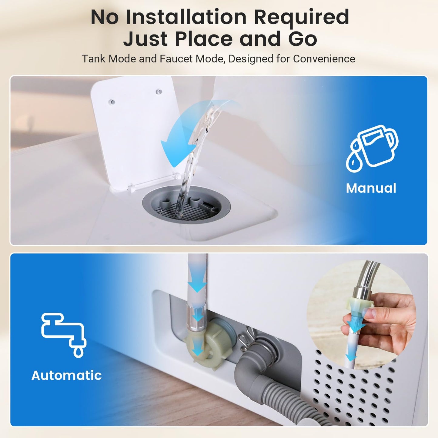 BLITZHOME WiFi Countertop Portable Mini Dishwasher, Smart 9 Programs,167℉ High-Temp, Hot Air Drying, Air Refresh, 360° 3 Spray, 24H Timing, LED Light, 5.2L Built-in Water Tank for Apartments RVs