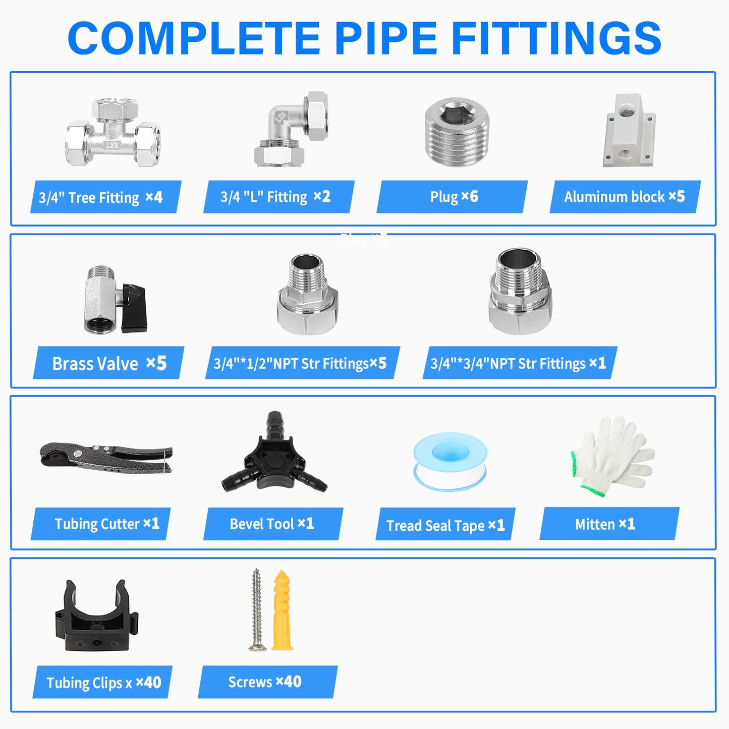 3/4” 200 FT Compressed Air Line Kit, Air Hose Kit, HDPE-Aluminum-HDPE Piping, Compressed Air Line Kit, Airtight, Leak-Proof, for Air Compressor Fittings, Suitable for Garages, Workshops, Factories
